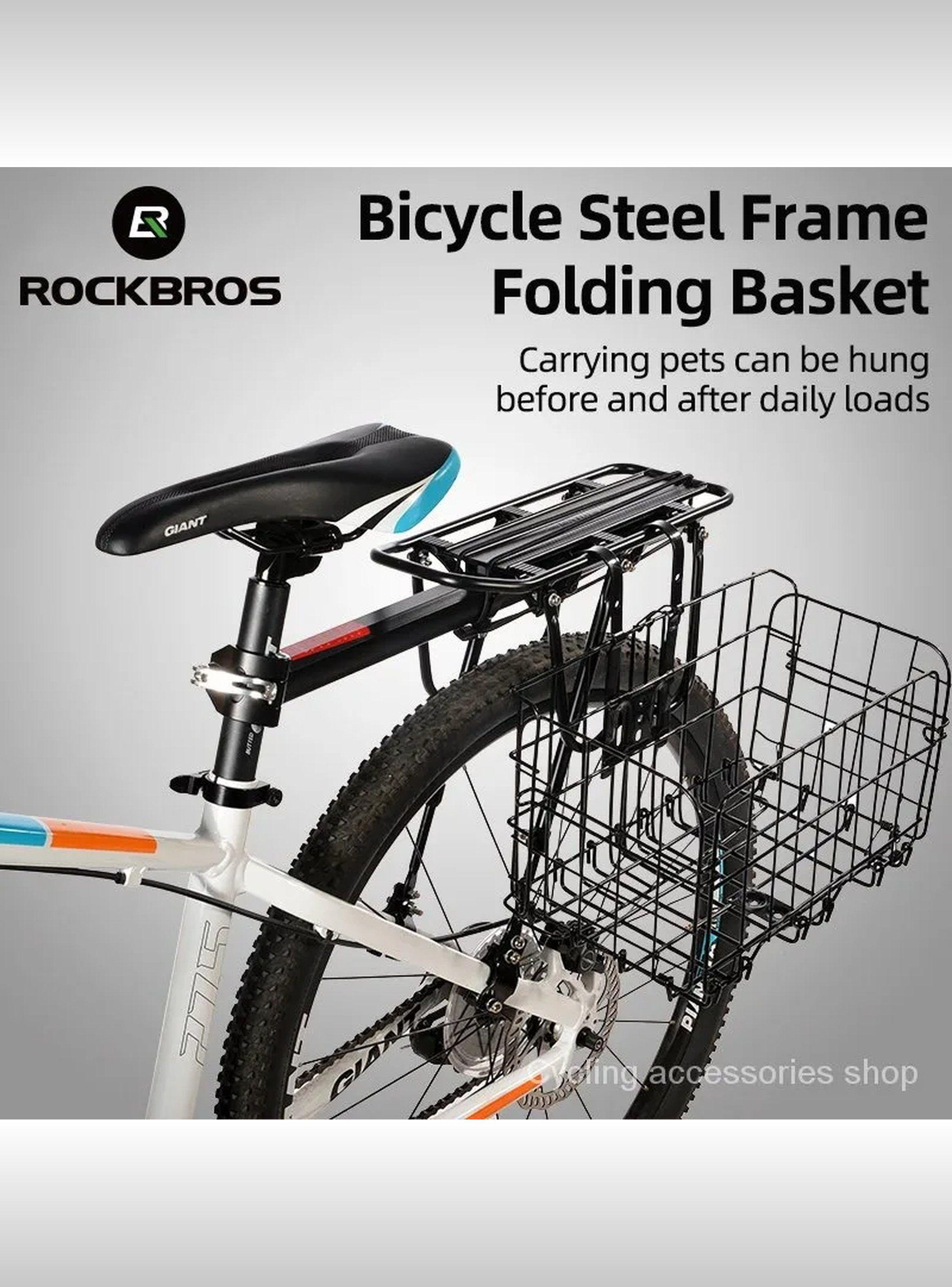 Canasta Plegable para Bicicleta Metálica Negra de Gran Capacidad-7