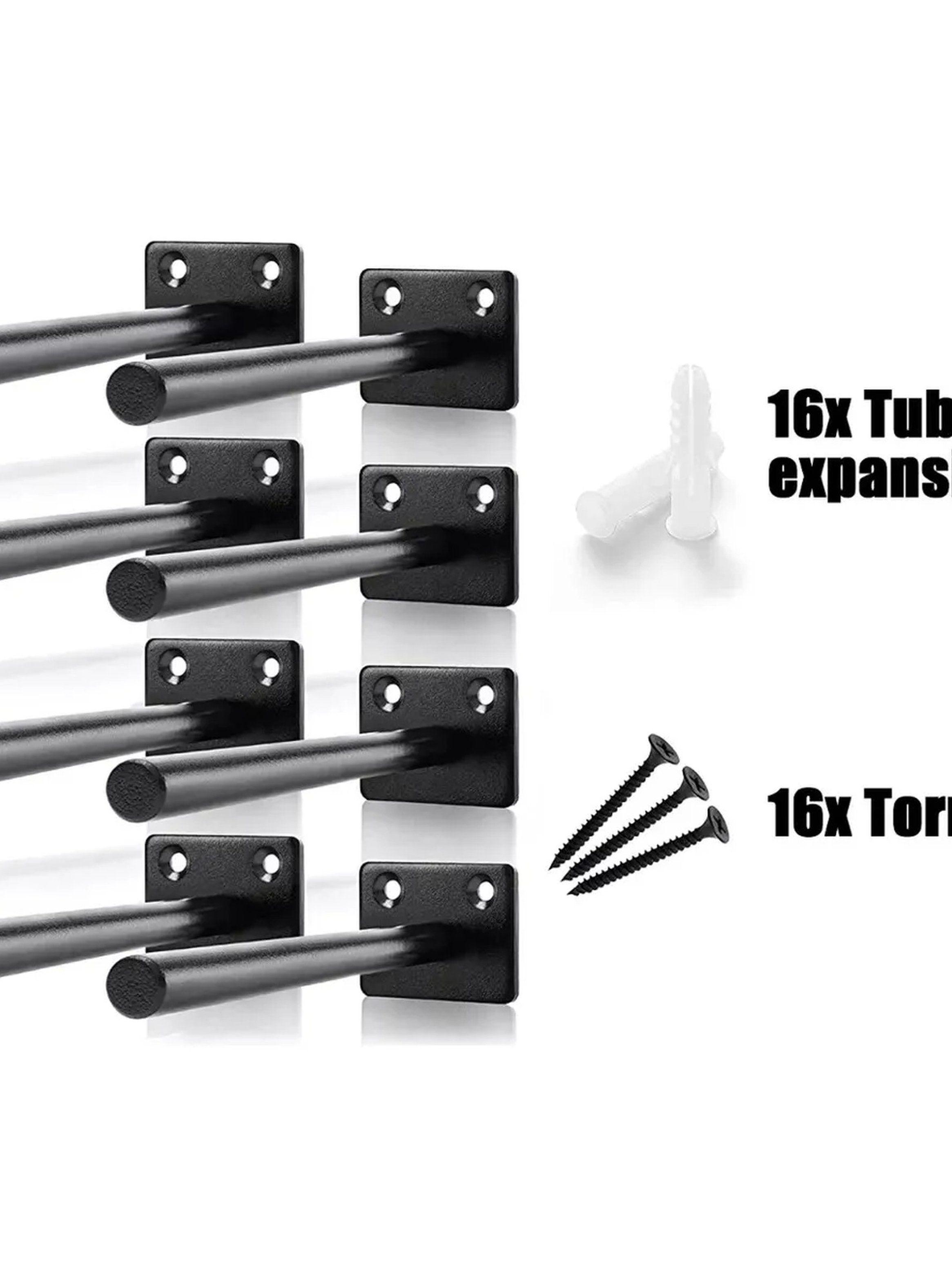 Soportes Flotantes de Metal Negro para Estantes 15cm con Tornillos y Anclajes-2