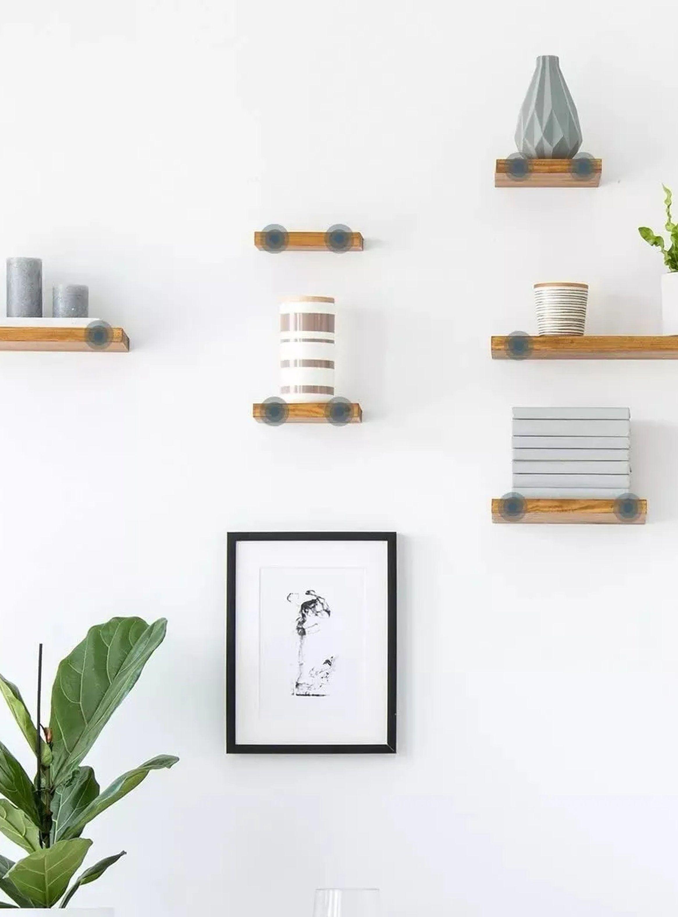 Soportes Flotantes de Metal Negro para Estantes 15cm con Tornillos y Anclajes-6