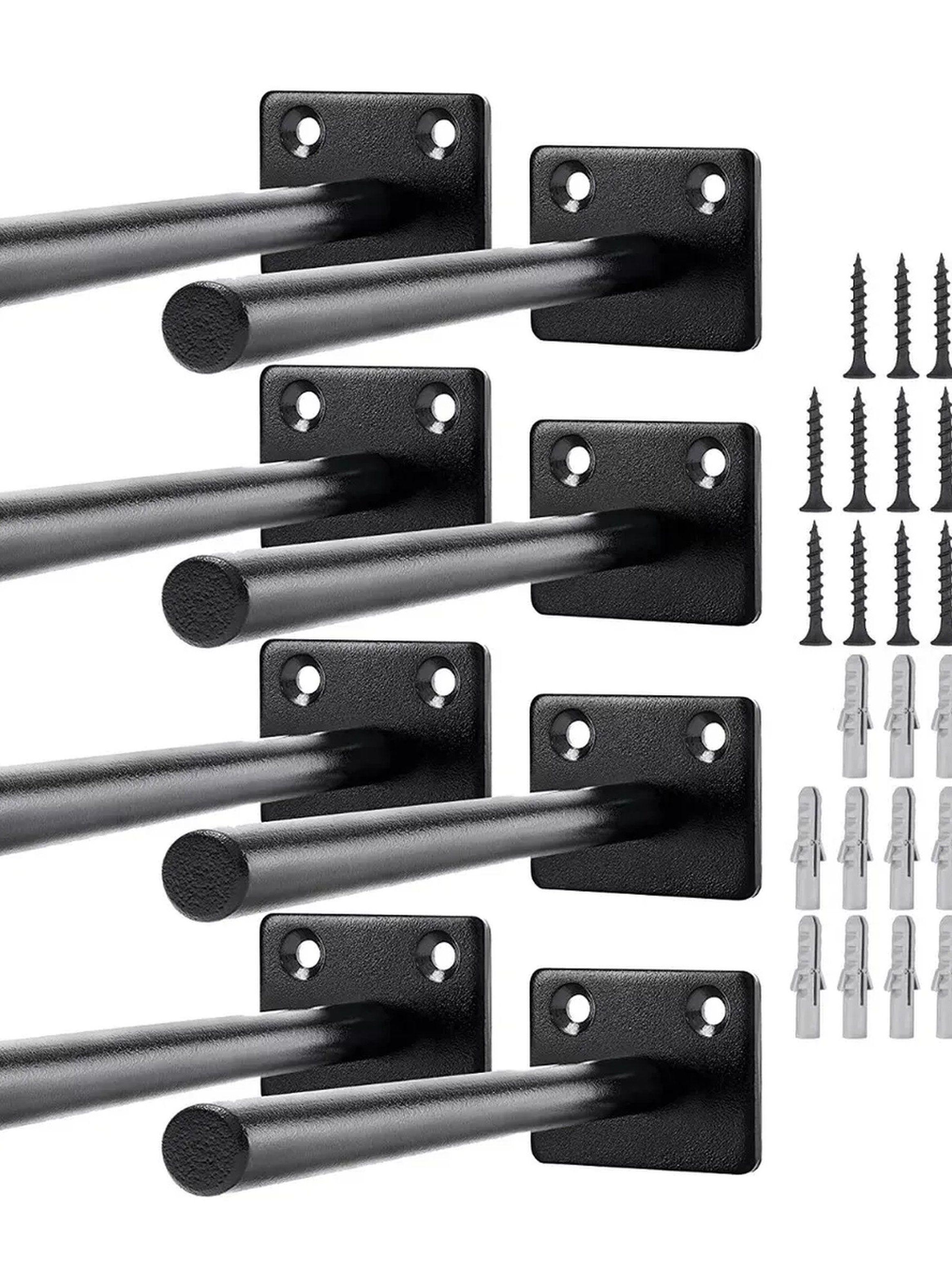 Soportes Flotantes de Metal Negro para Estantes 15cm con Tornillos y Anclajes-7