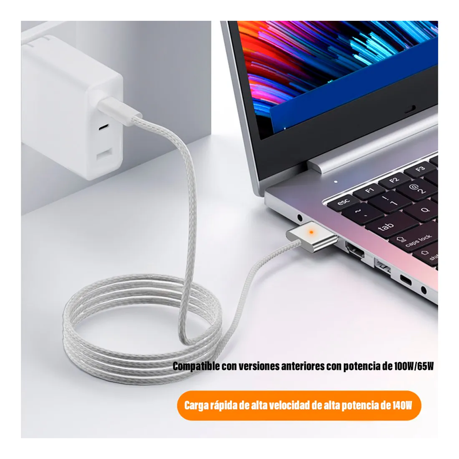 Cable Magnético de Carga Rápida MagSafe 3 USB-C 140W Compatibilidad MacBook-4