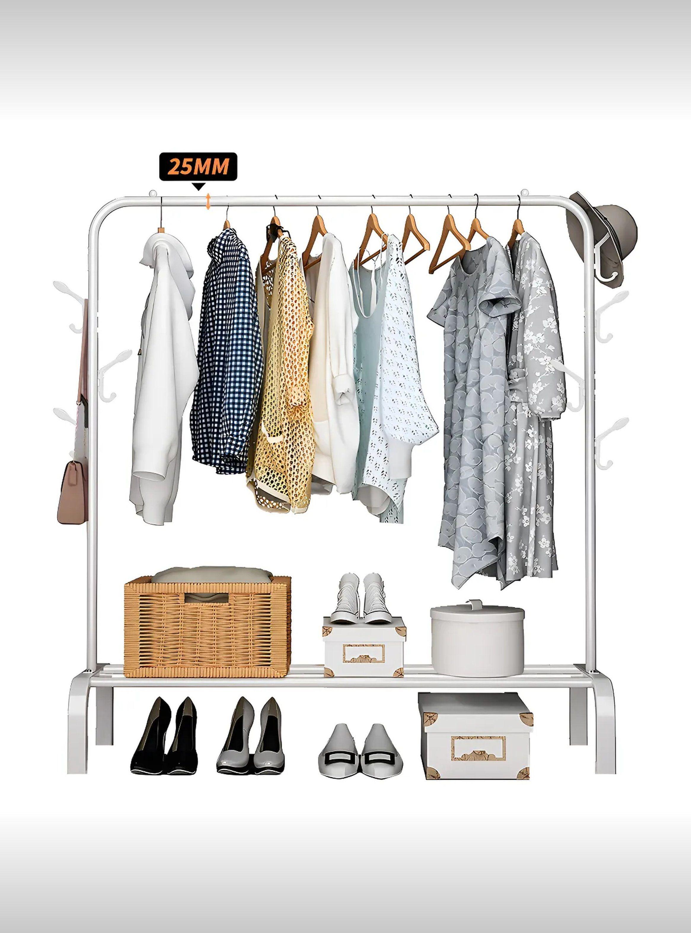 Perchero Metálico Multifuncional Resistente 25mm con Ganchos Laterales-0