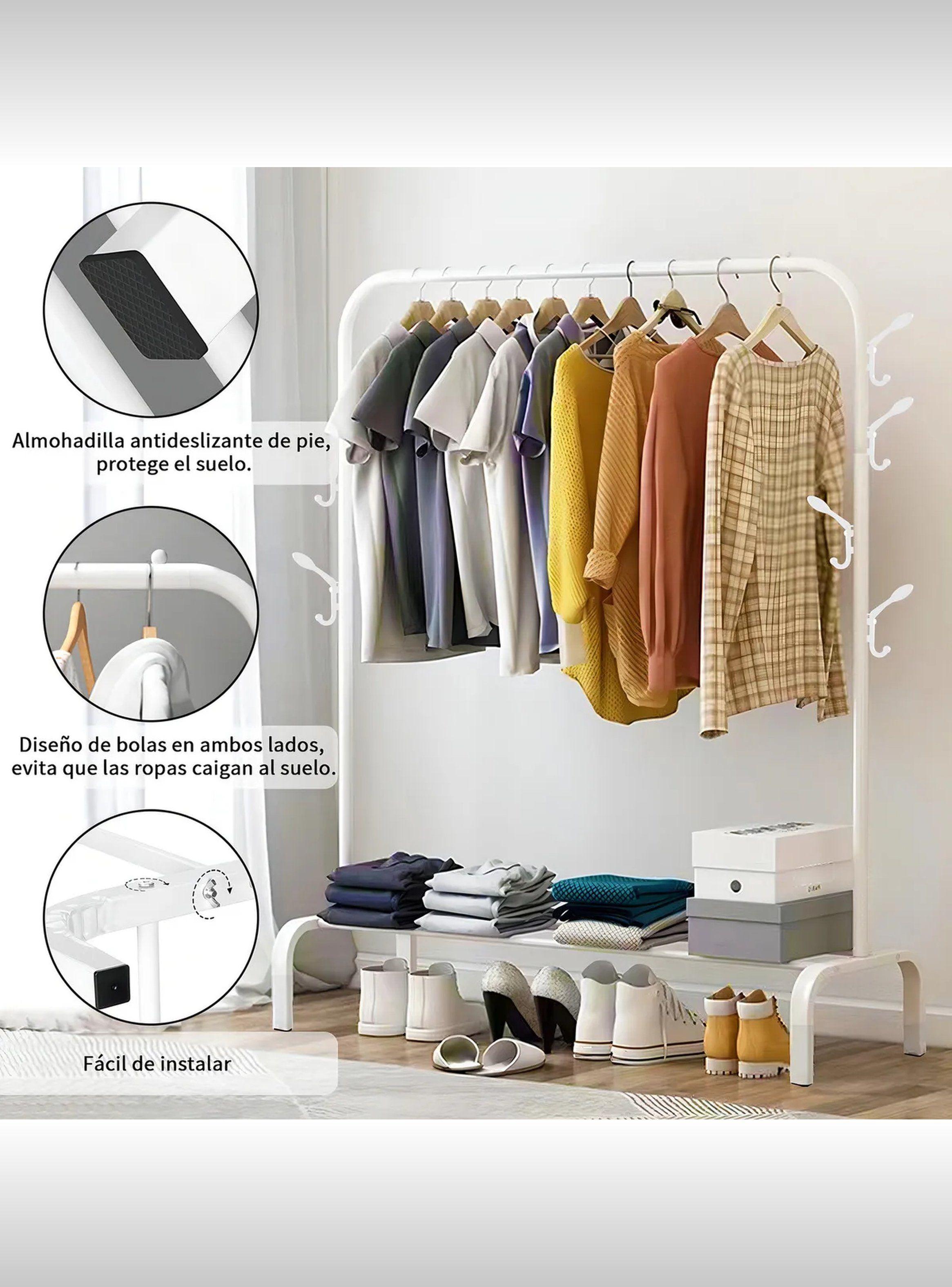 Perchero Metálico Multifuncional Resistente 25mm con Ganchos Laterales-4