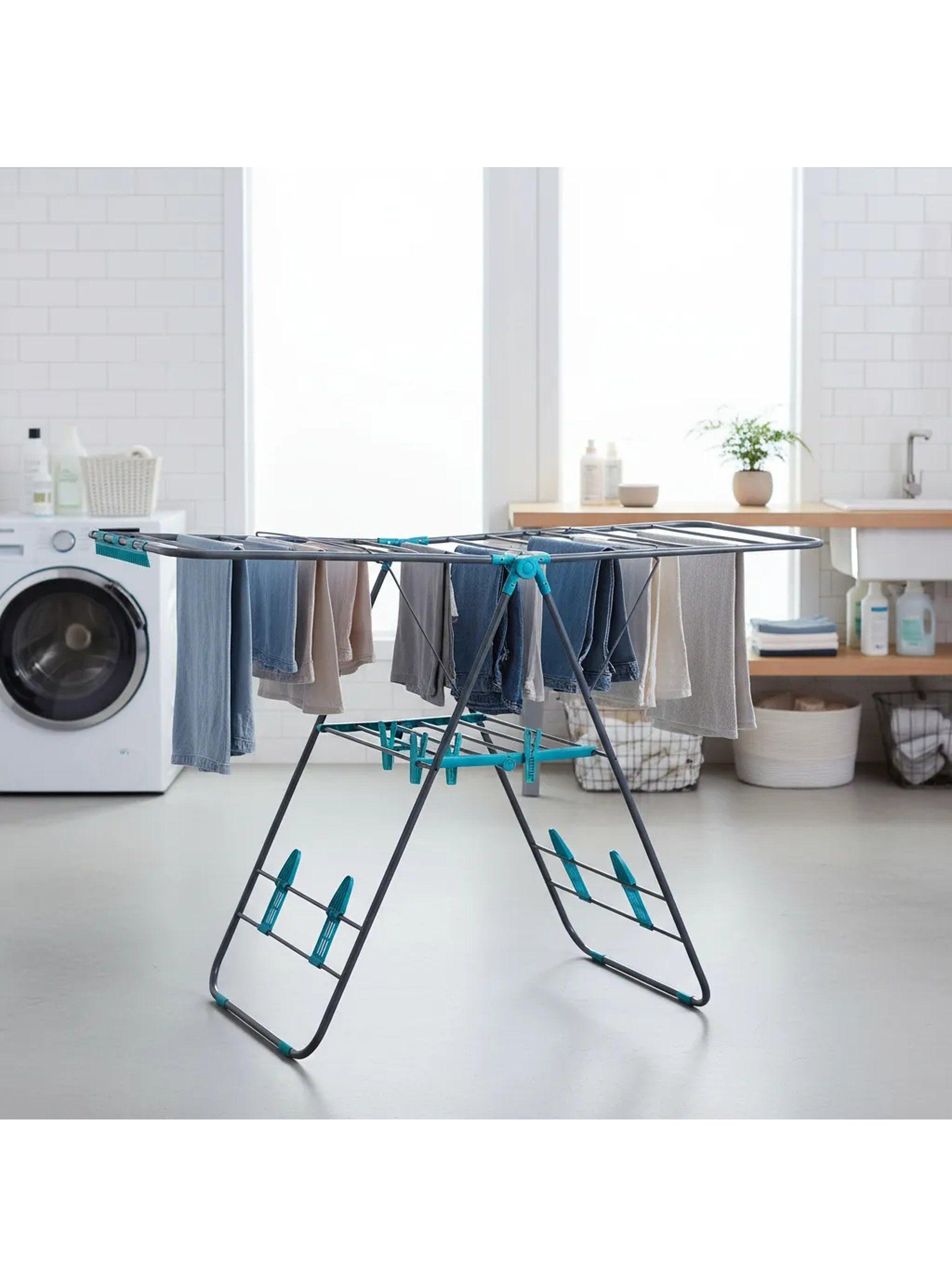 Tendedero Plegable Metálico Ajustable Azul-3