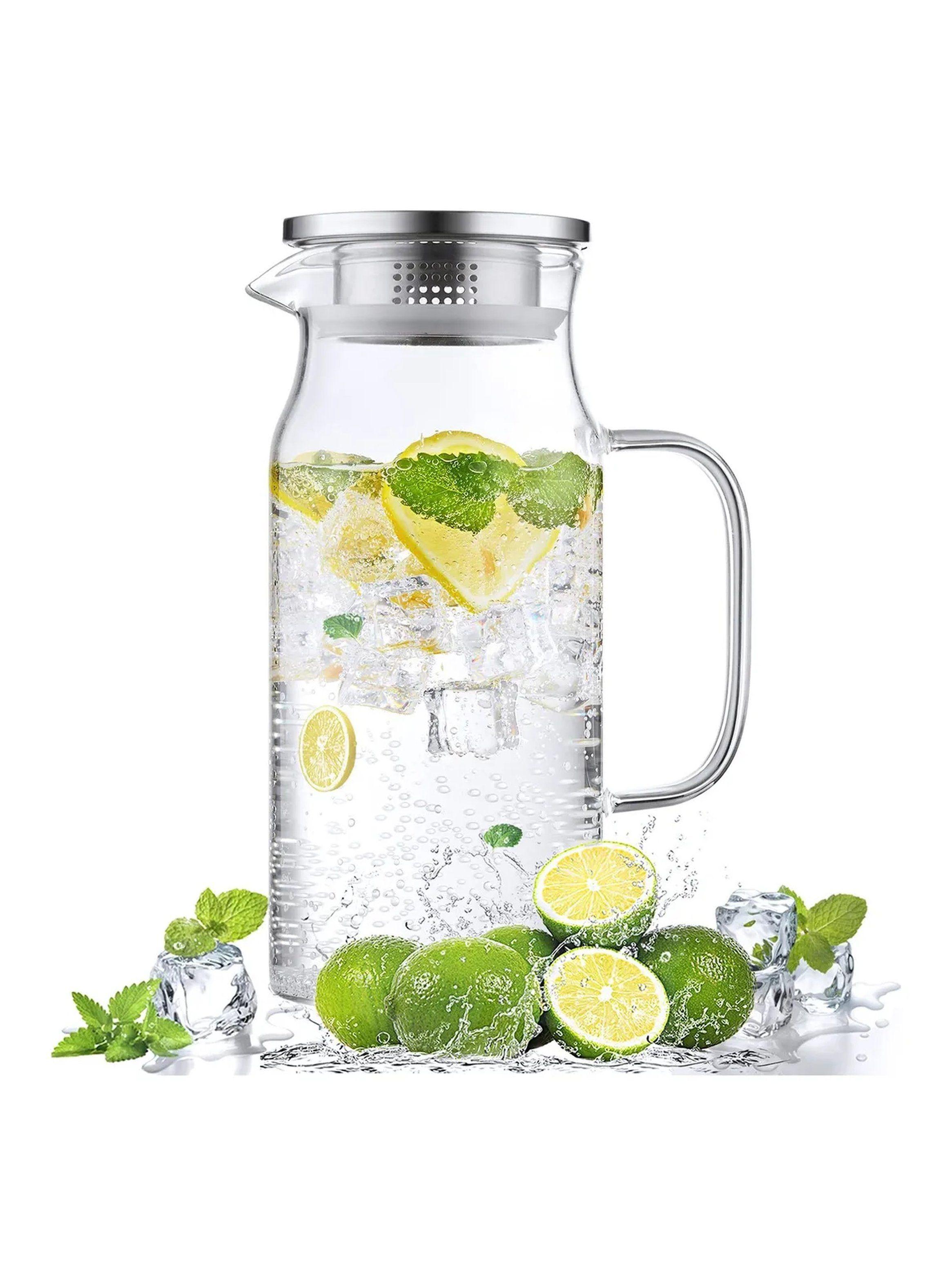 Jarra de Vidrio con Tapa Acero Inoxidable 1000ML Aptapara Microondas y Lavavajillas-0