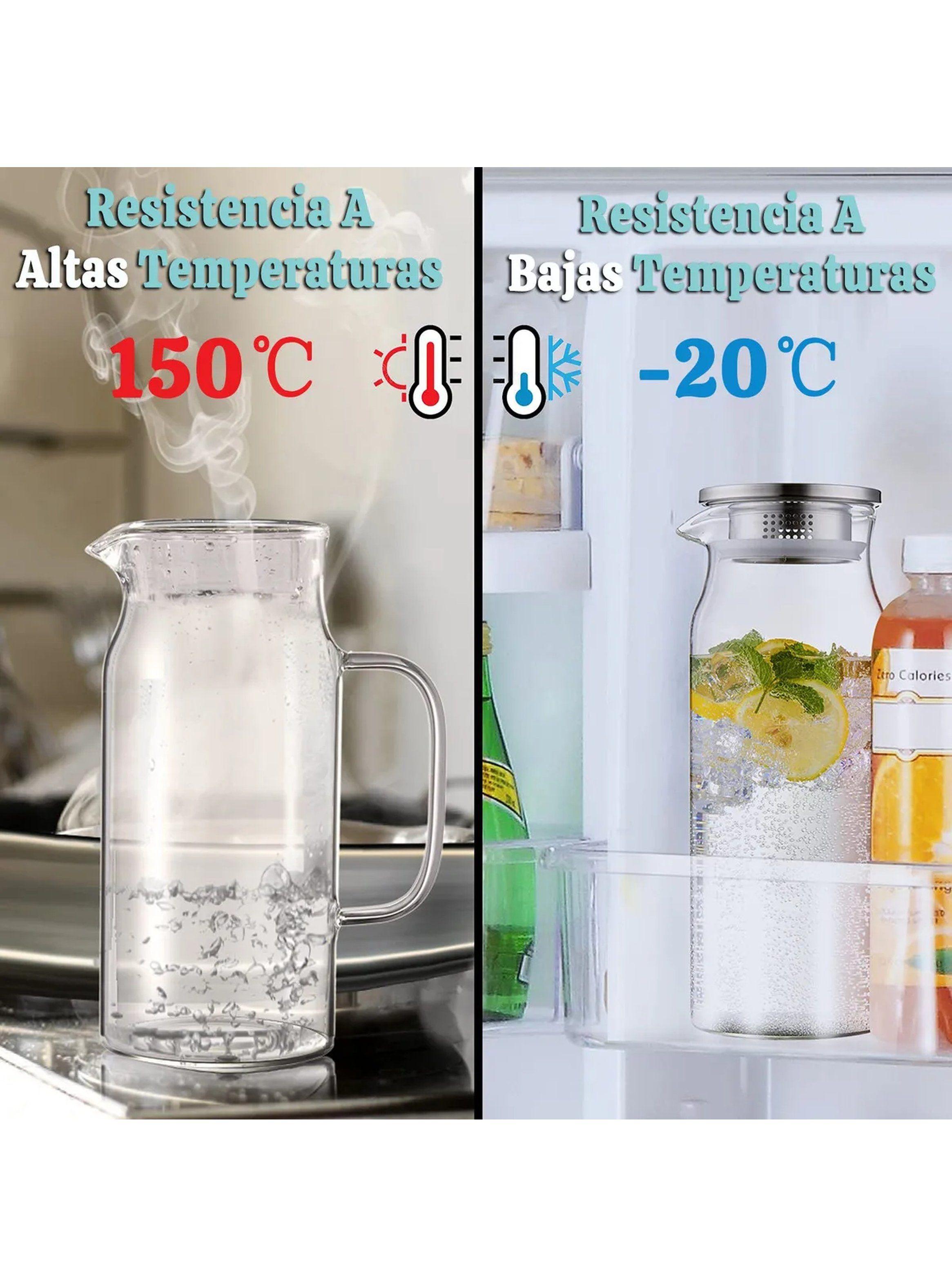 Jarra de Vidrio con Tapa Acero Inoxidable 1000ML Aptapara Microondas y Lavavajillas-4