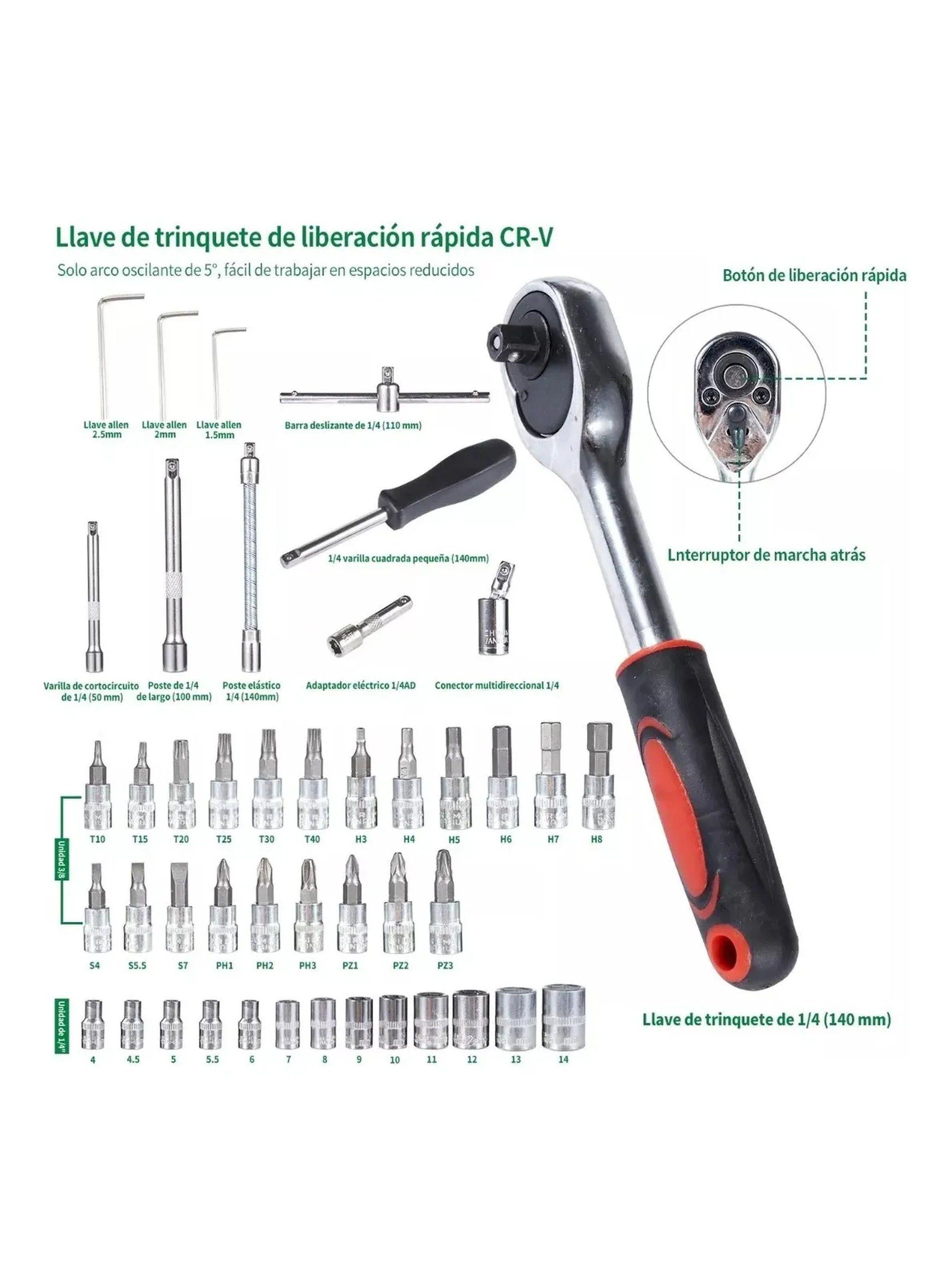 Juego de Llaves de Vaso 46 Piezas Acero Cromo Vanadio-4