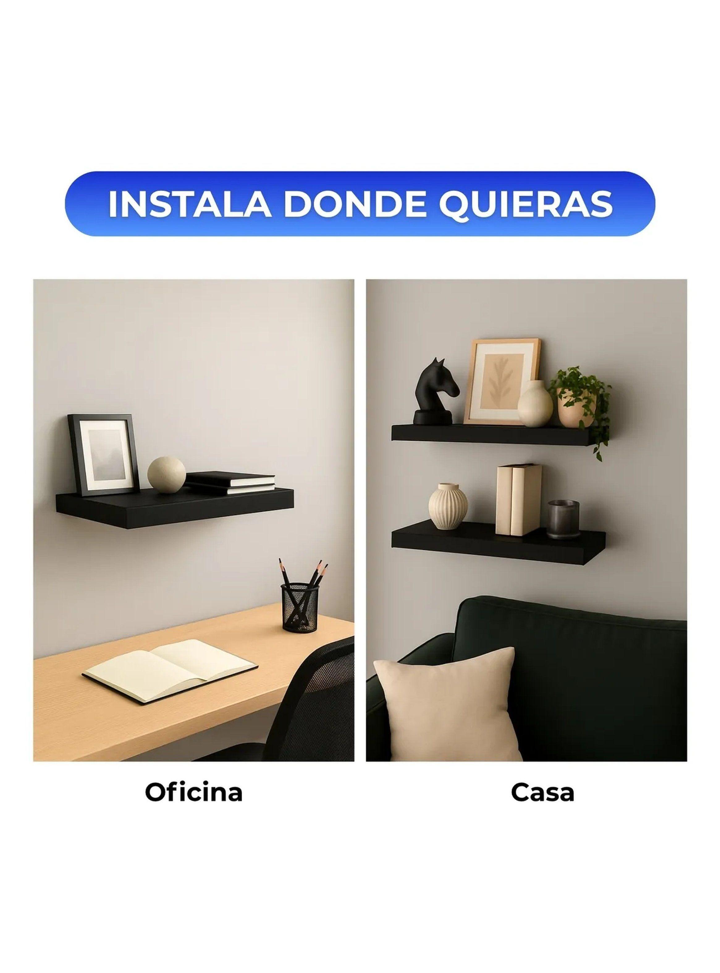 Estante Flotante Rectangular 30x25x3.8 cm Negro-4