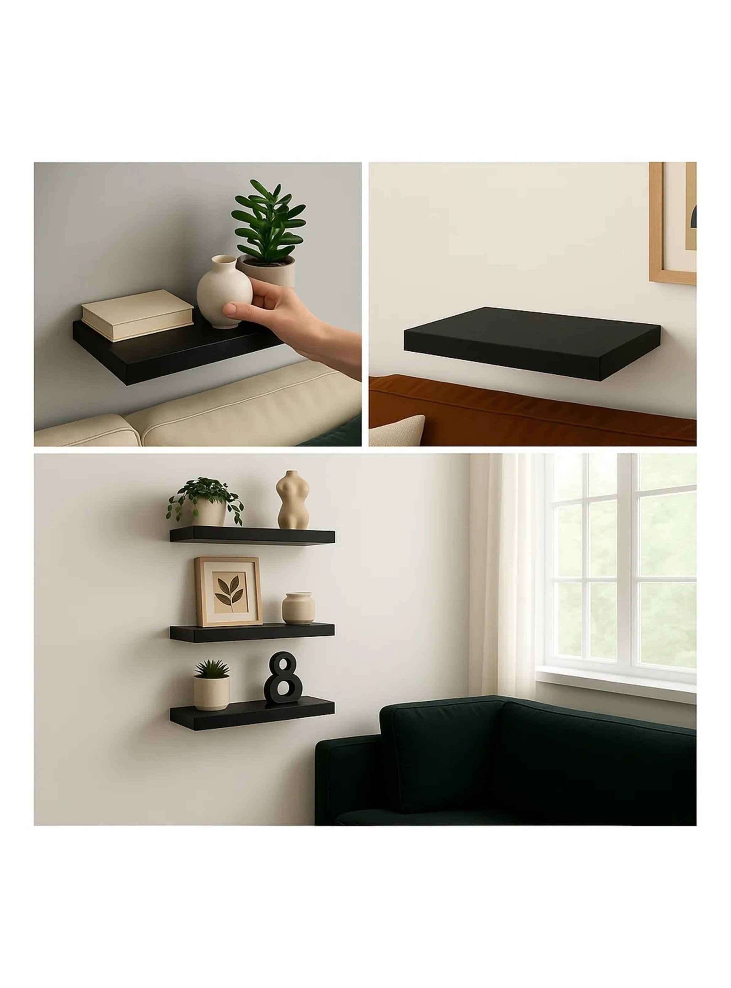 Estante Flotante Rectangular 30x25x3.8 cm Negro-6