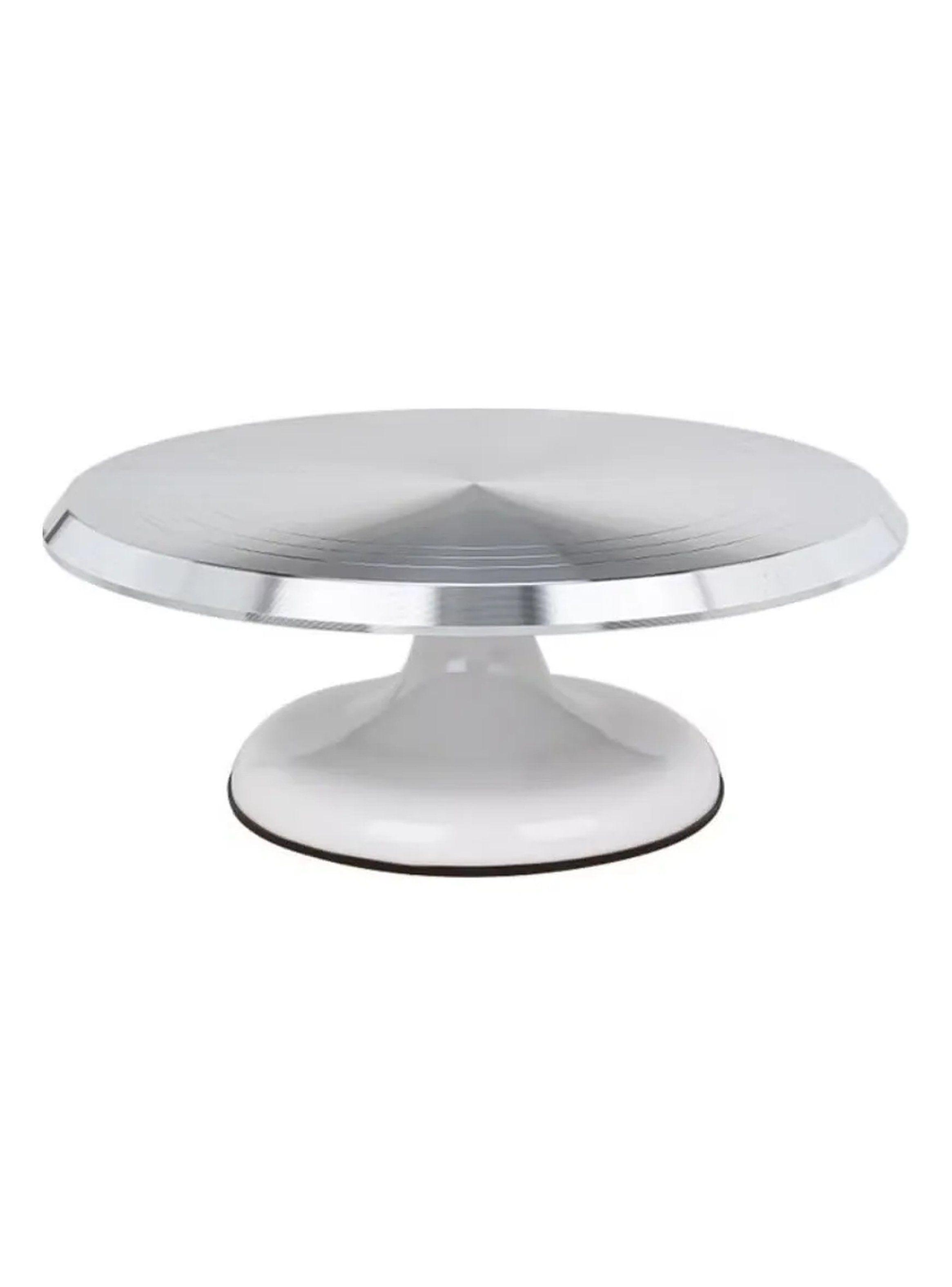 Base Giratoria Para Decoración de Tortas 31 cm Aluminio Plata-0