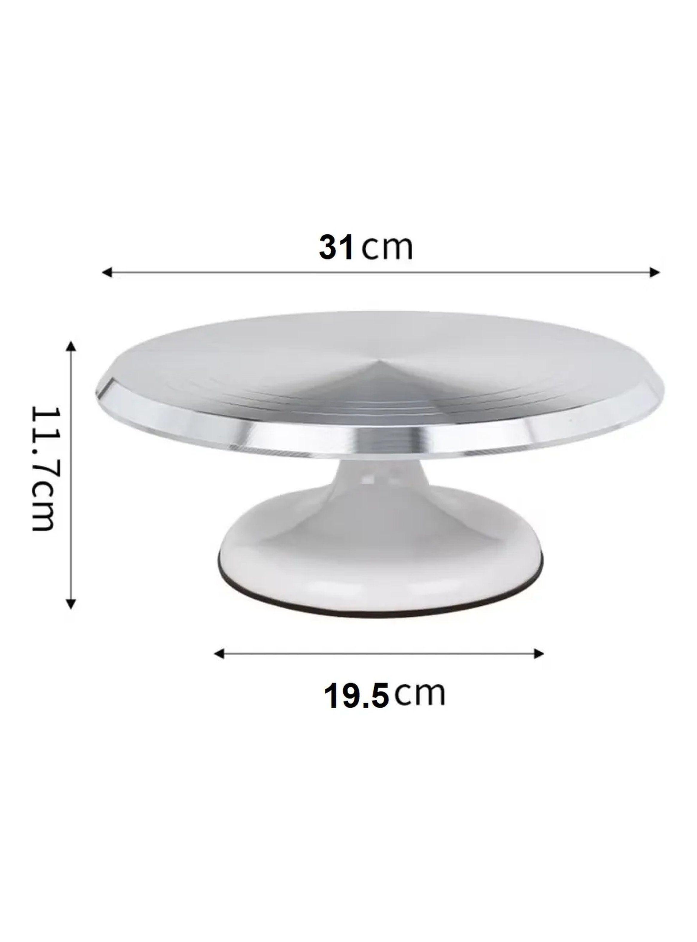 Base Giratoria Para Decoración de Tortas 31 cm Aluminio Plata-1