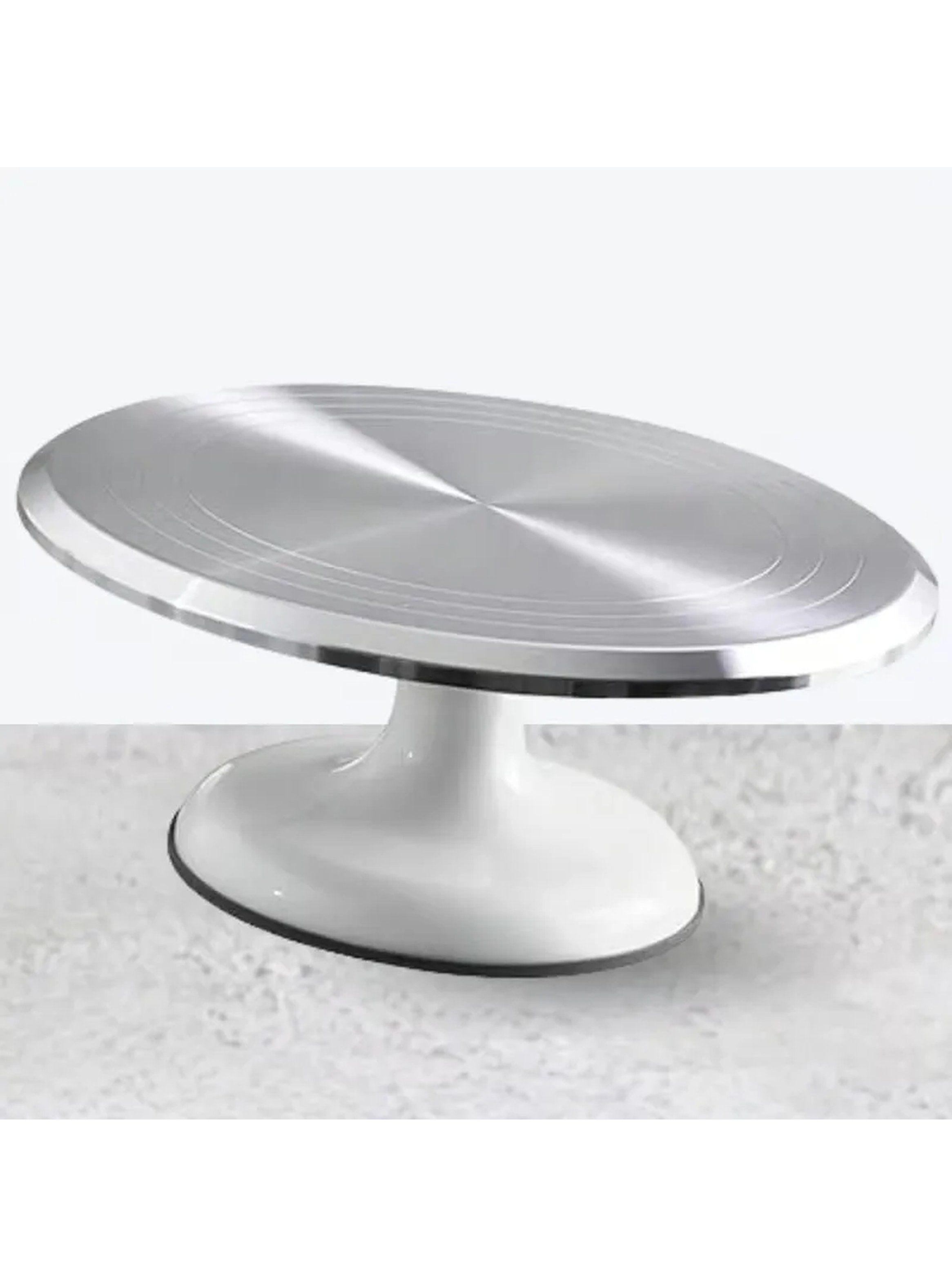 Base Giratoria Para Decoración de Tortas 31 cm Aluminio Plata-2