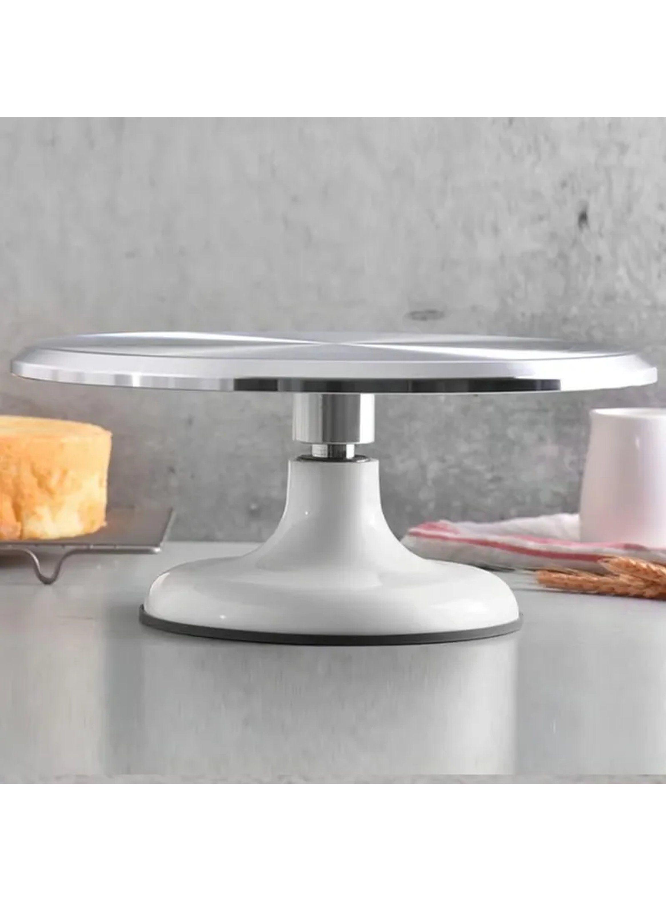 Base Giratoria Para Decoración de Tortas 31 cm Aluminio Plata-4