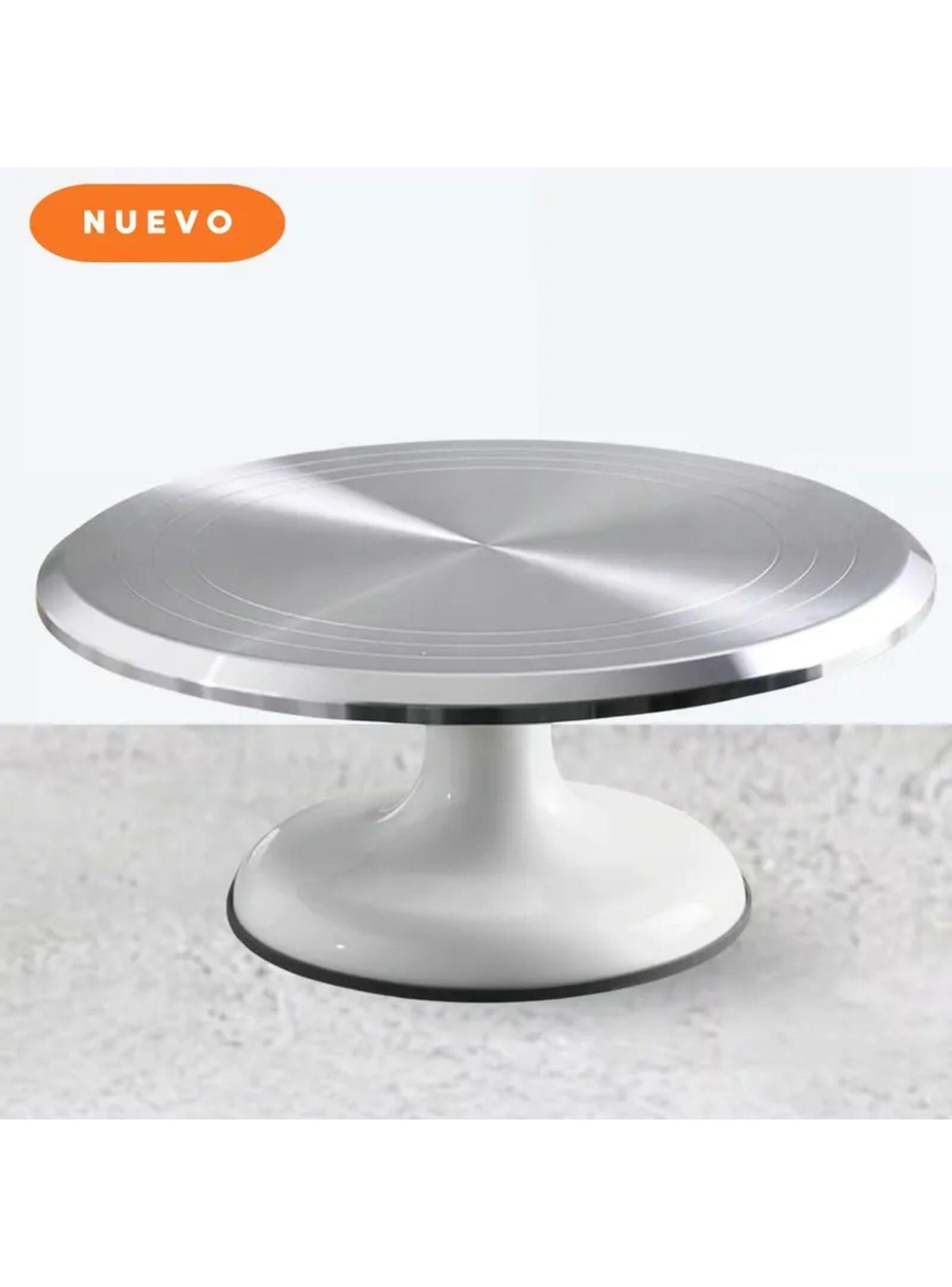 Base Giratoria Para Decoración de Tortas 31 cm Aluminio Plata-5