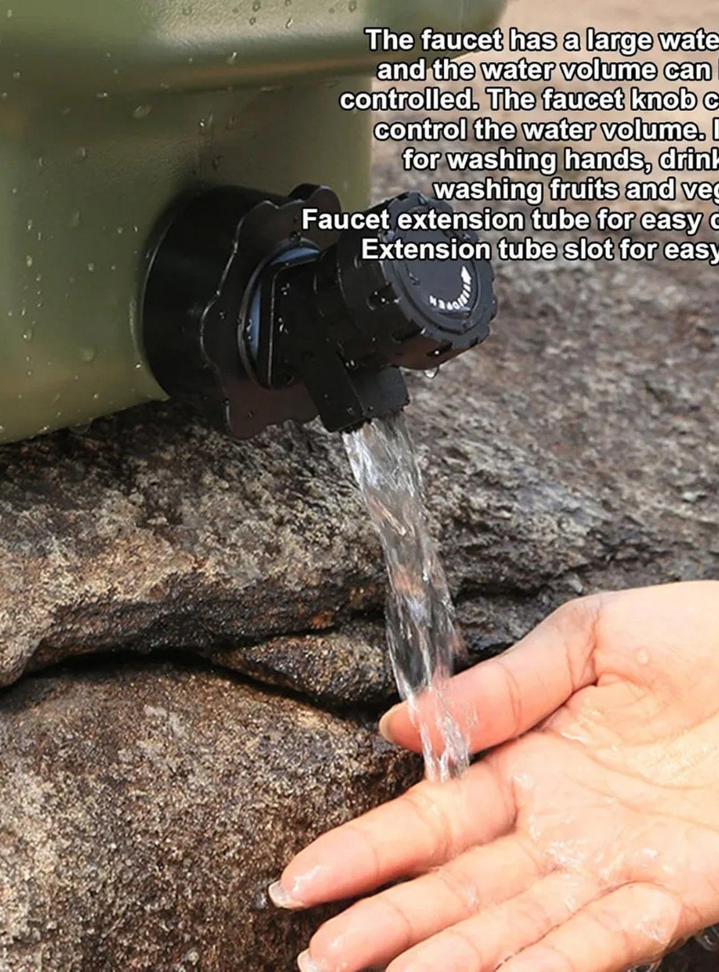 Contenedor de Agua Portátil 5L Verde Manija Grifo Camping-3