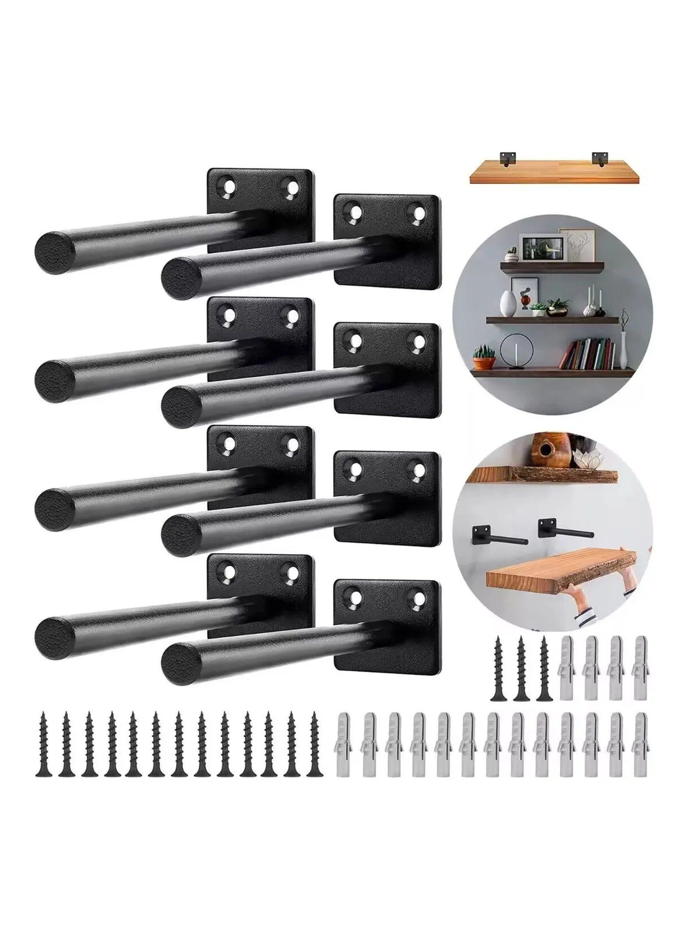 Soportes Flotantes para Estanterías Metálicos Negro 16 Piezas-0