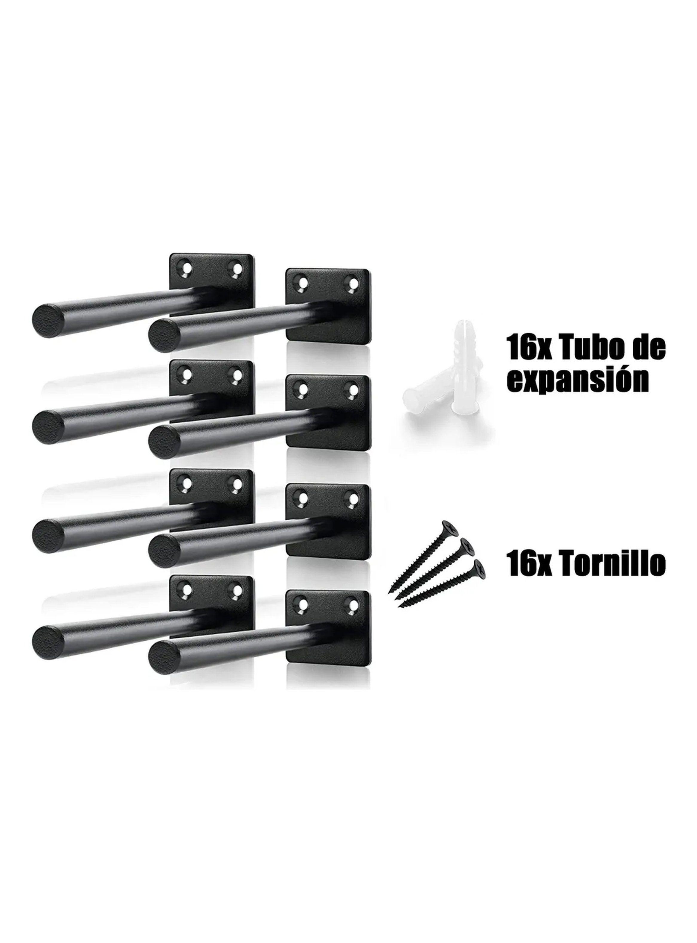 Soportes Flotantes para Estanterías Metálicos Negro 16 Piezas-2