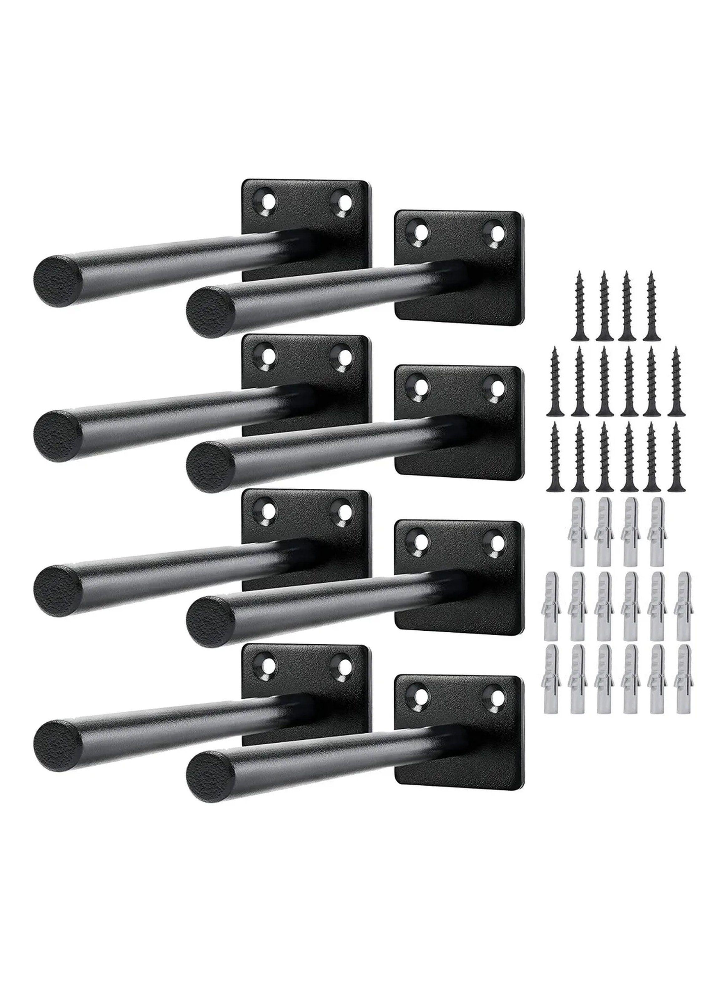 Soportes Flotantes para Estanterías Metálicos Negro 16 Piezas-7