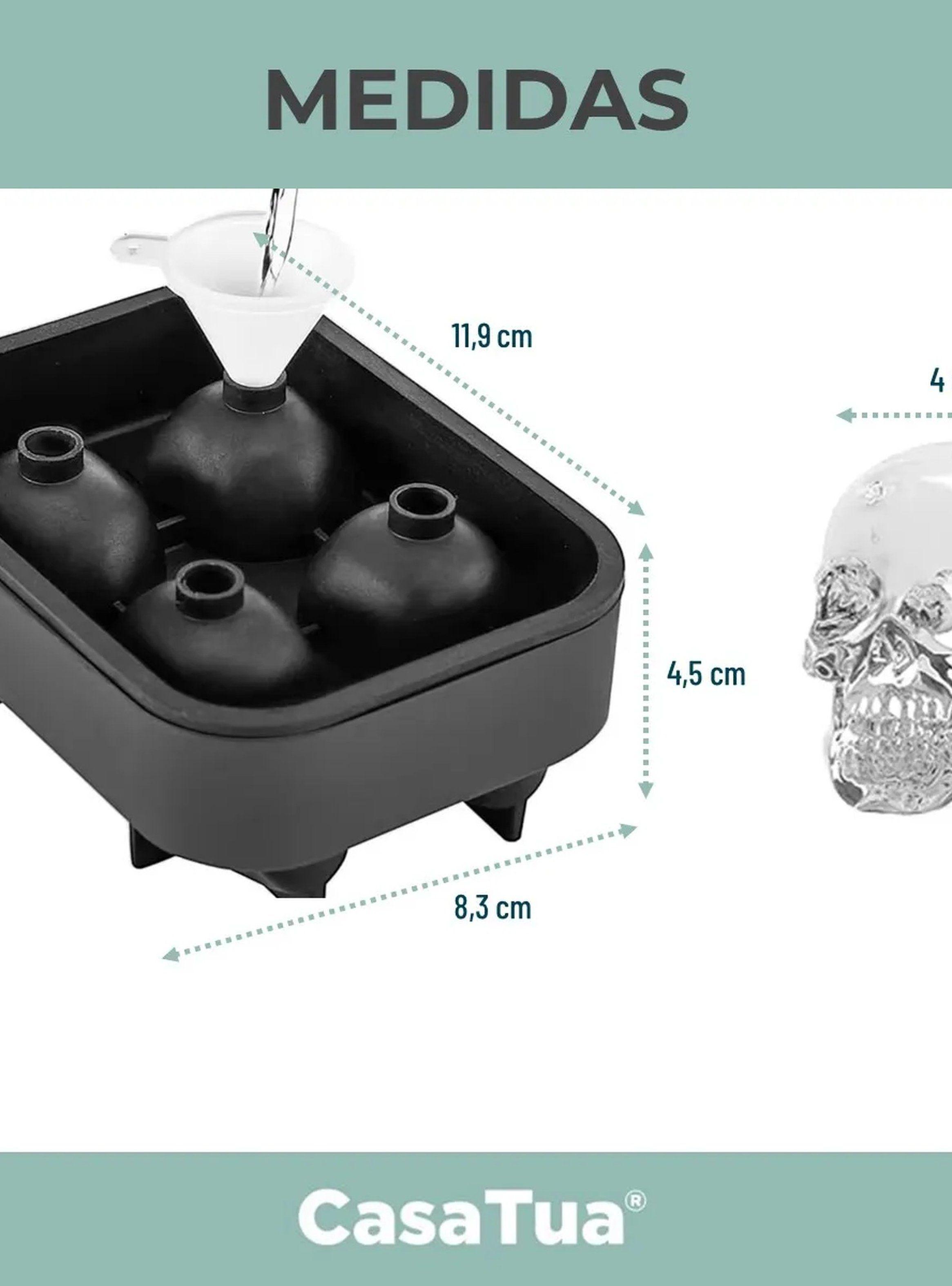 Molde de Silicona Flexible 4 Cubos de Hielo en Forma de Calavera-7