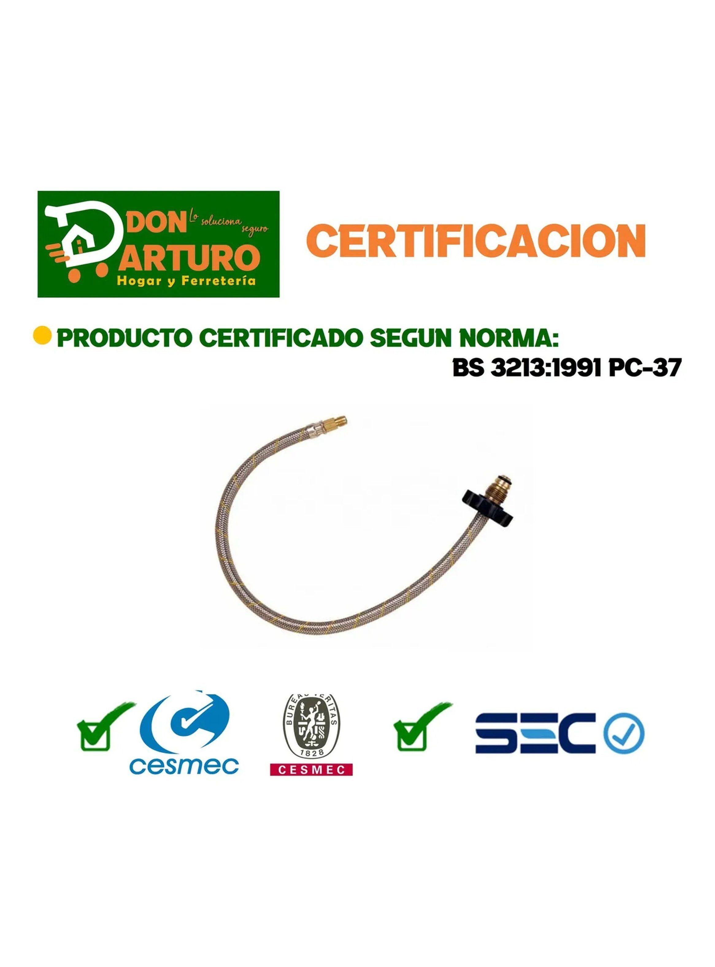 Manguera Flexible para Gas 45 Kgs Certificación SEC 60 Cm 7/8” x 7/16”-2