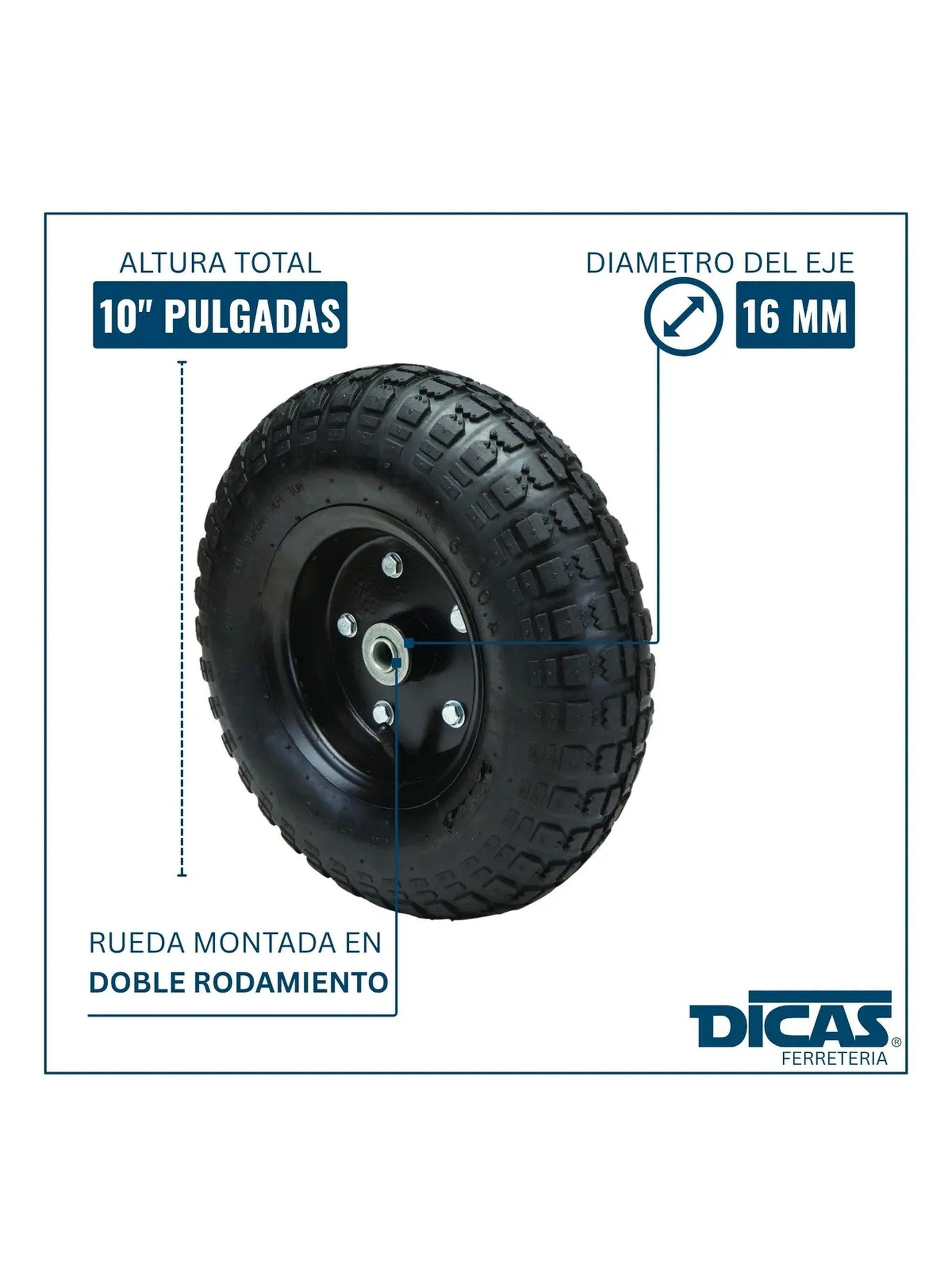 Rueda Neumática Repuesto 10" Caucho Negro-3