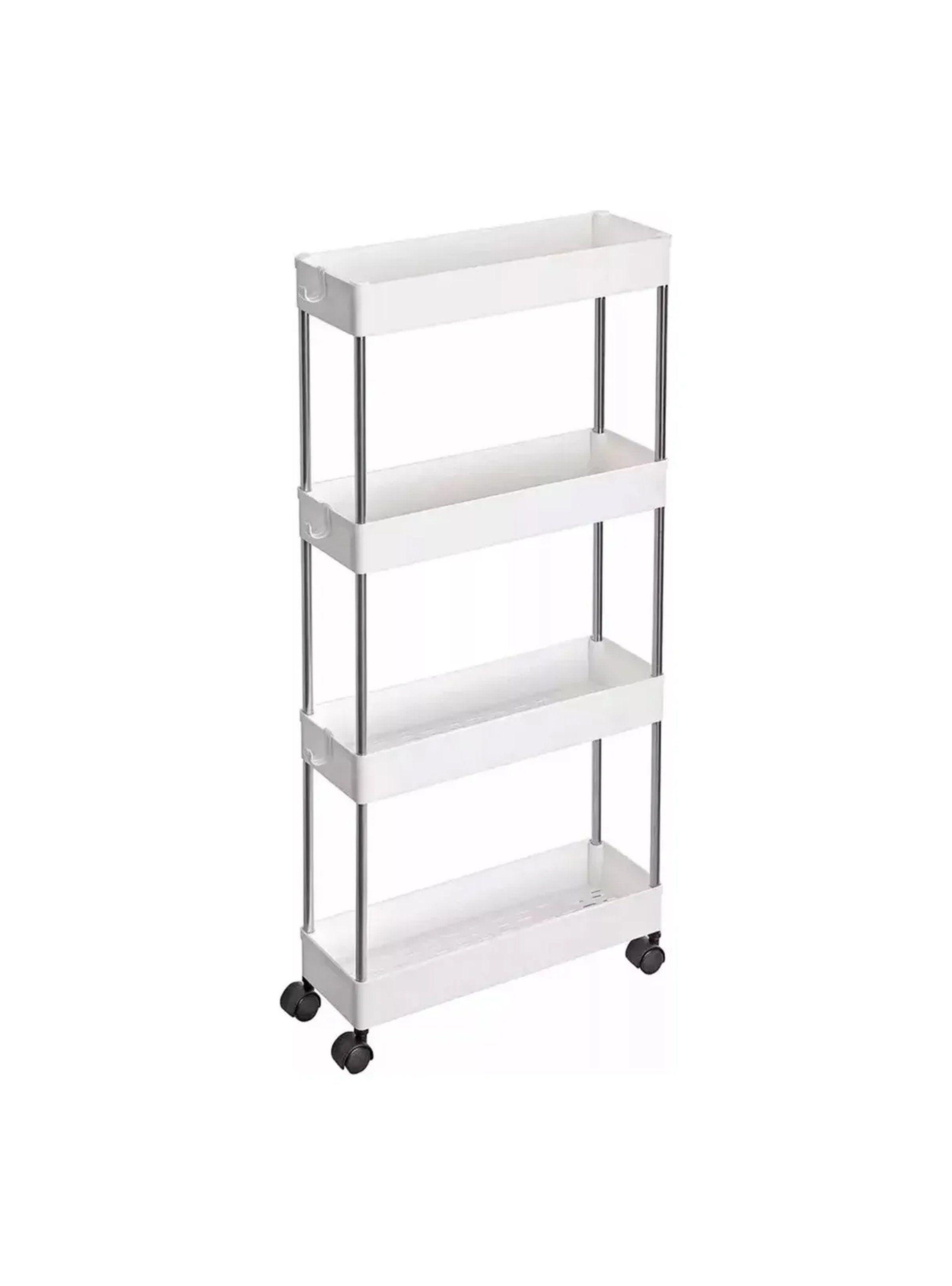 Carro de Almacenamiento de 4 Niveles con Ruedas 95x40x13cm Blanco-1