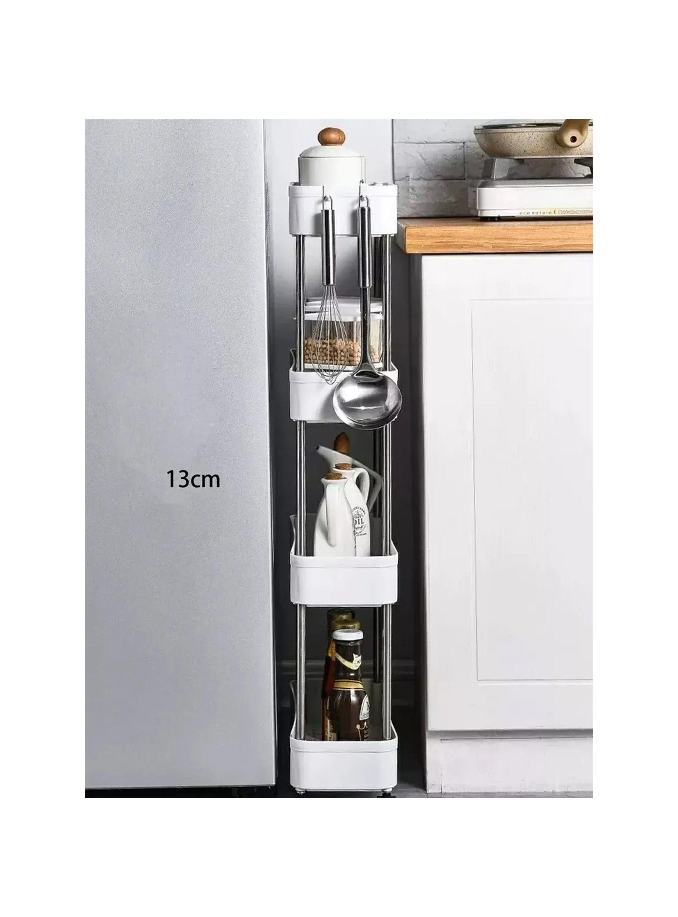 Carro de Almacenamiento de 4 Niveles con Ruedas 95x40x13cm Blanco-3