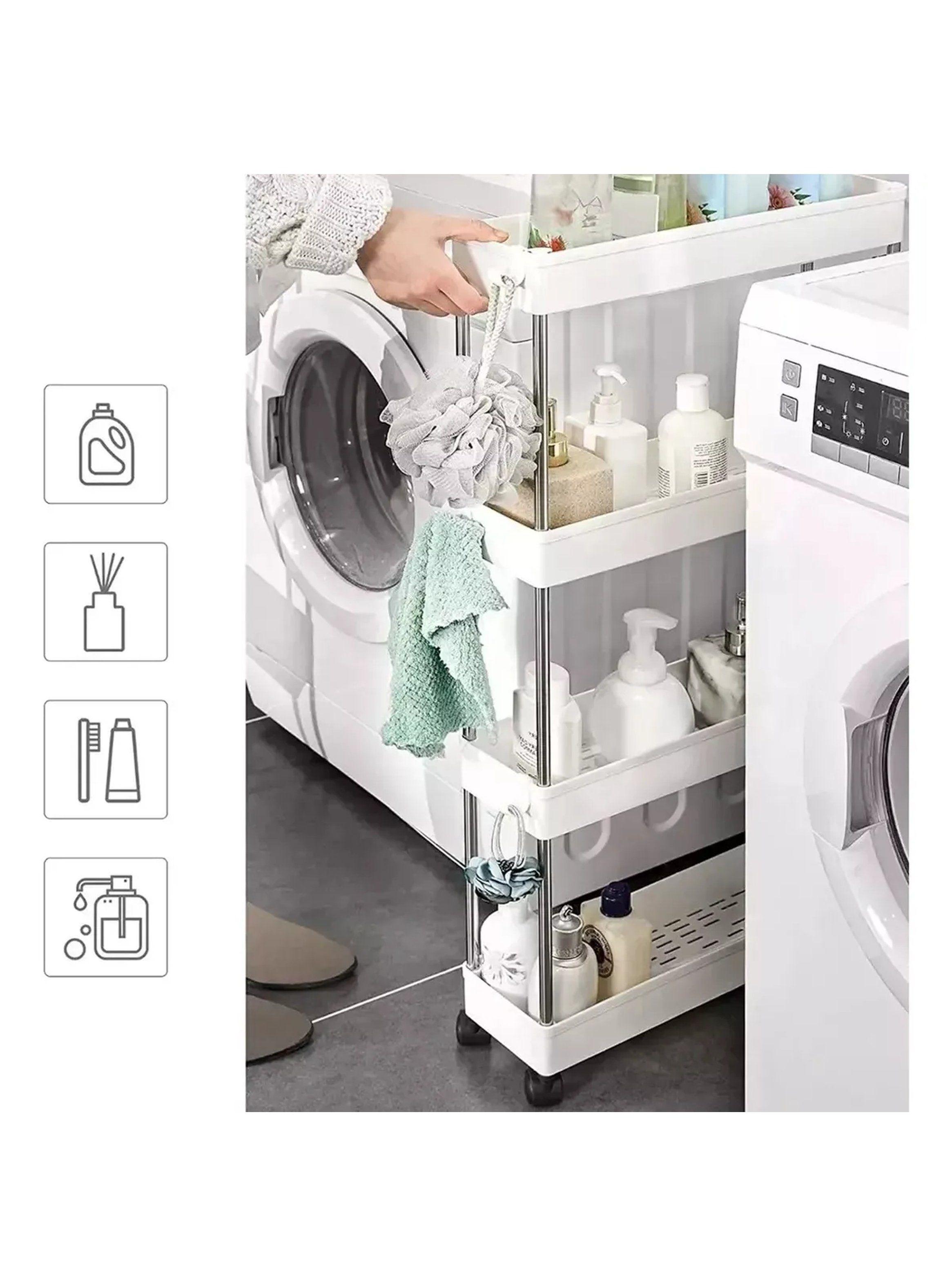 Carro de Almacenamiento de 4 Niveles con Ruedas 95x40x13cm Blanco-6