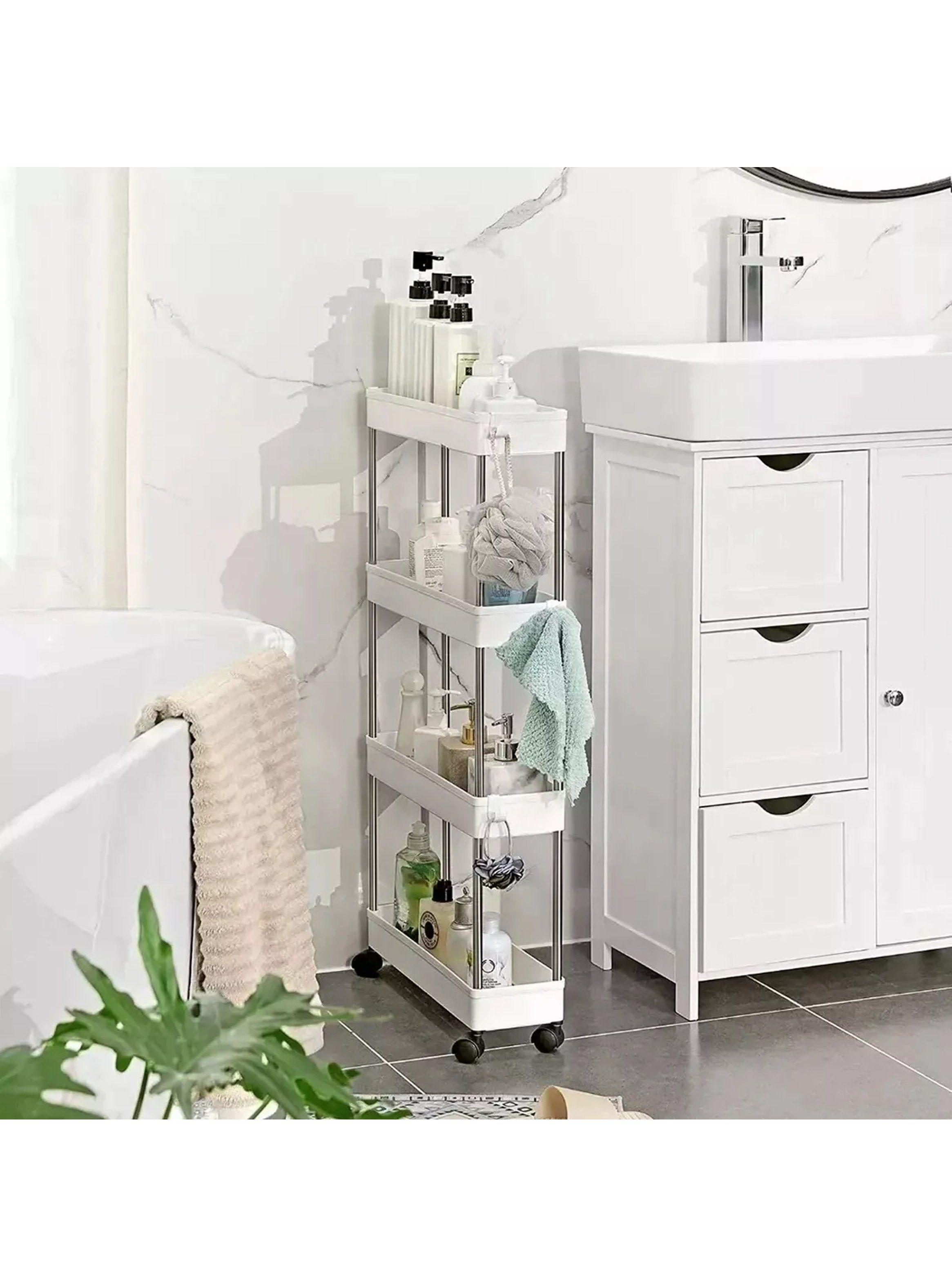 Carro de Almacenamiento de 4 Niveles con Ruedas 95x40x13cm Blanco-7