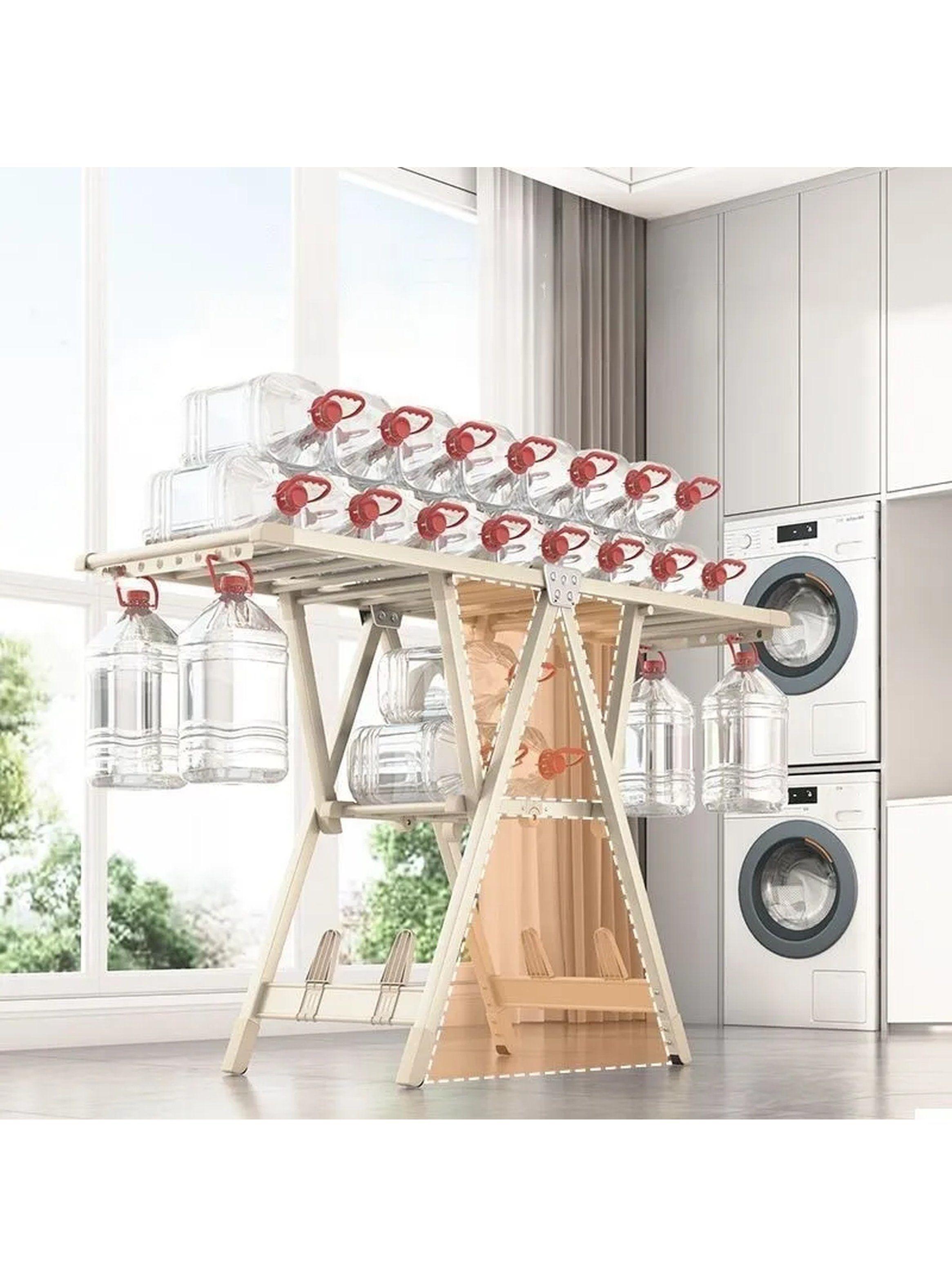 Tendedero Plegable Multifuncional de Metal Beige-1