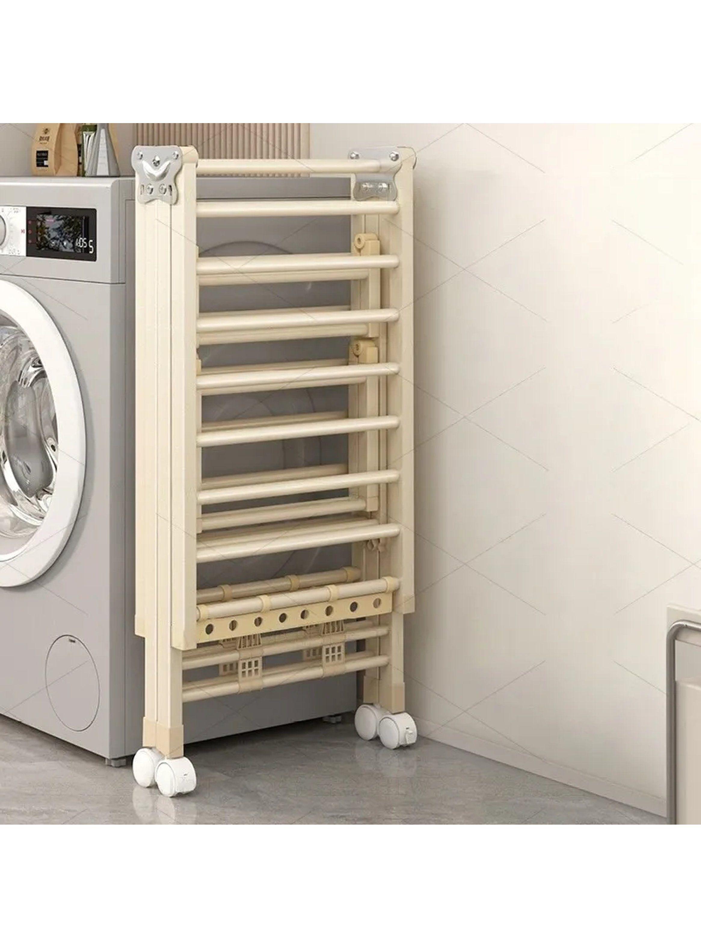 Tendedero Plegable Multifuncional de Metal Beige-3