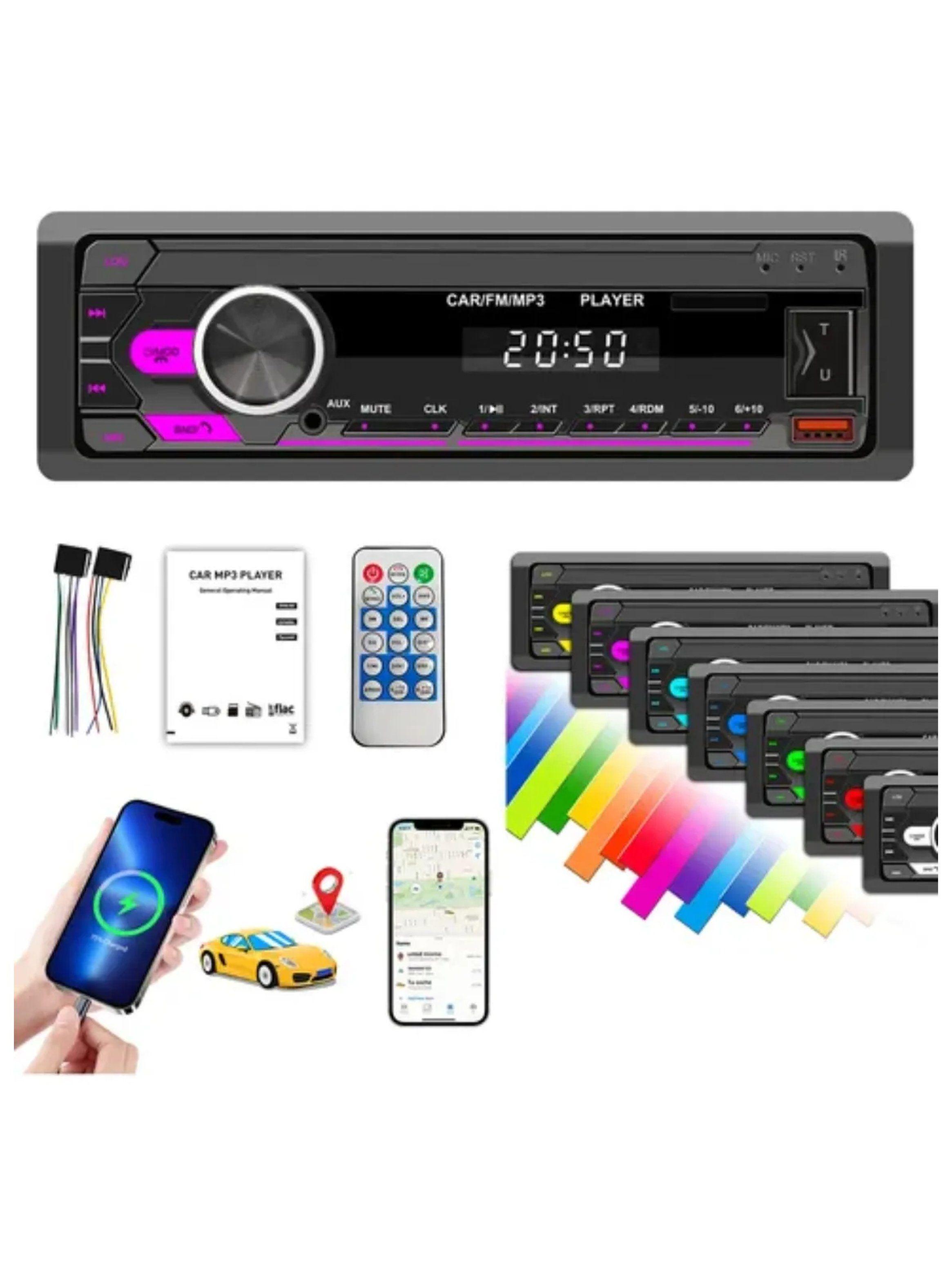 Reproductor MP3 para Auto Bluetooth Control Remoto Luz LED Multicolor-0