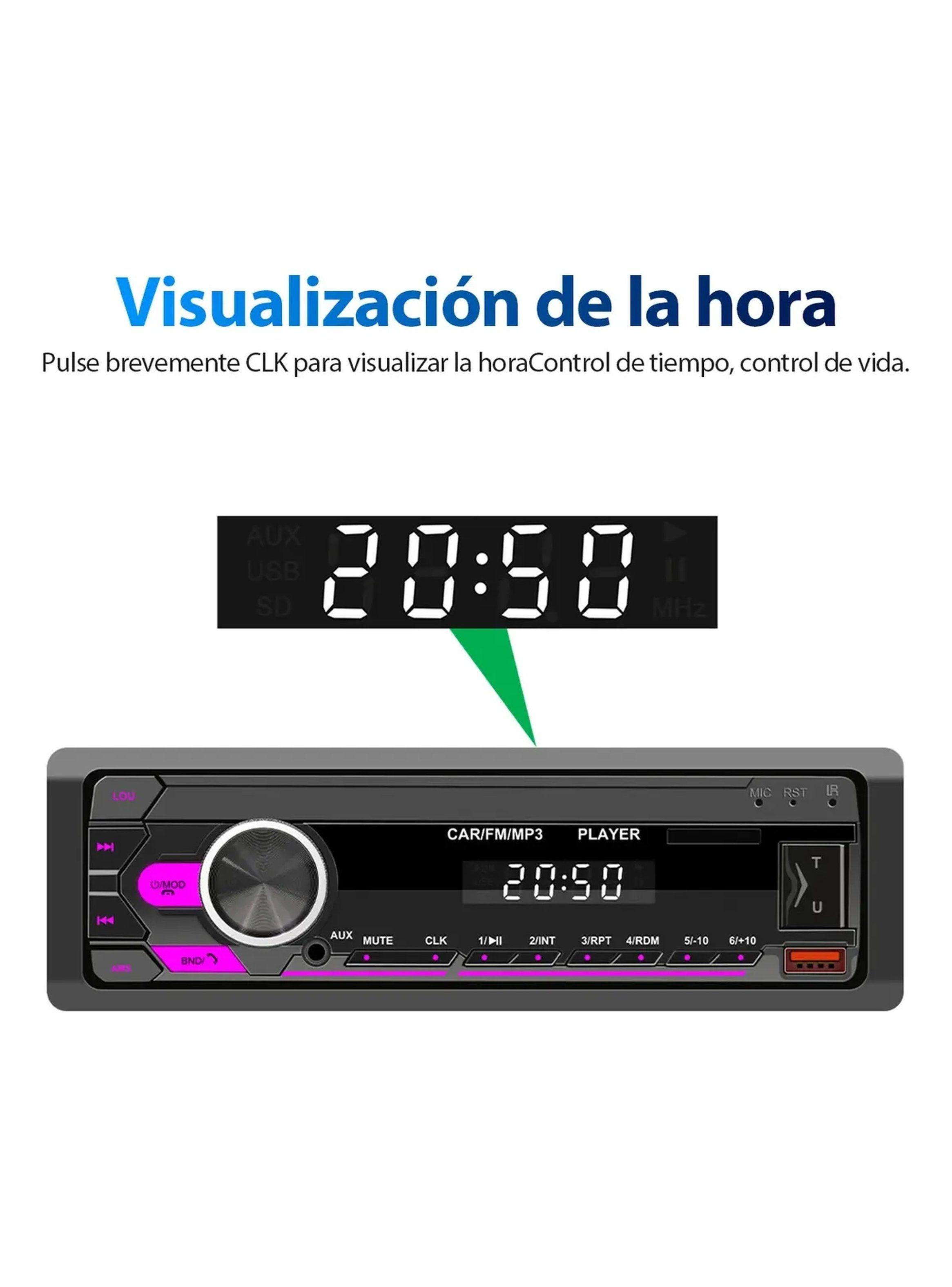 Reproductor MP3 para Auto Bluetooth Control Remoto Luz LED Multicolor-8