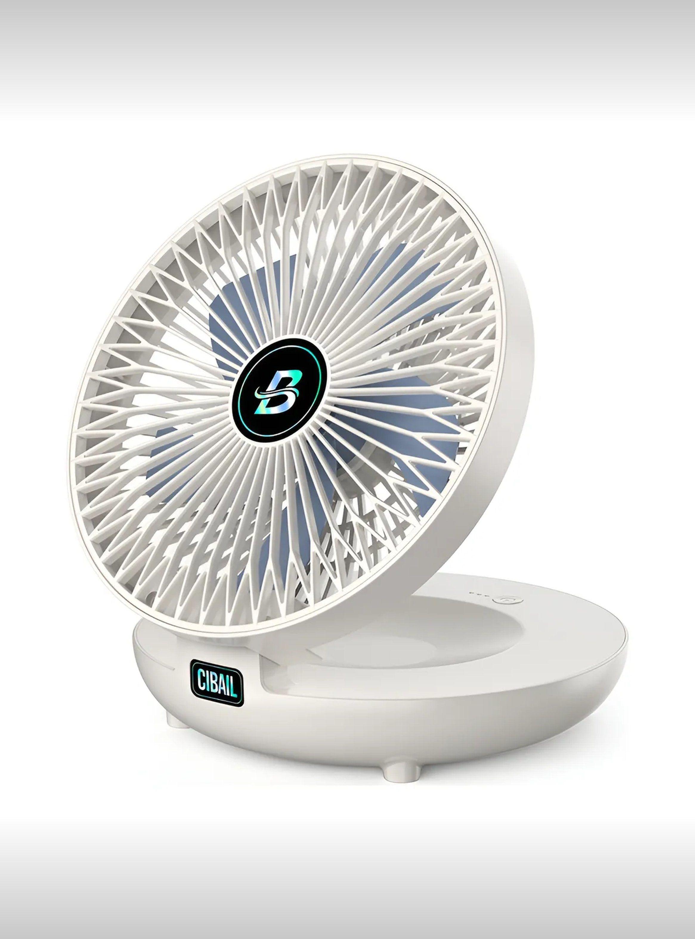 Ventilador Portátil Pared y Mesa Recargable Ajustable Blanco-0