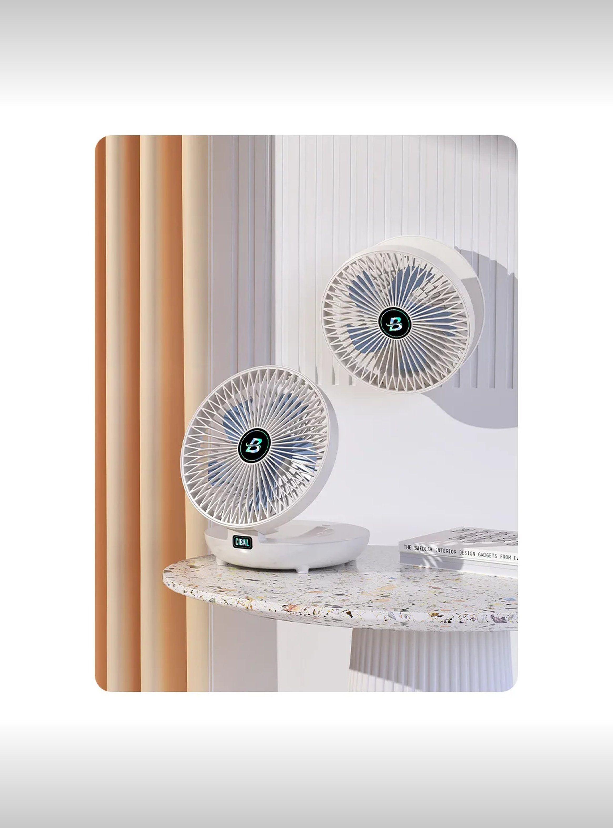 Ventilador Portátil Pared y Mesa Recargable Ajustable Blanco-1