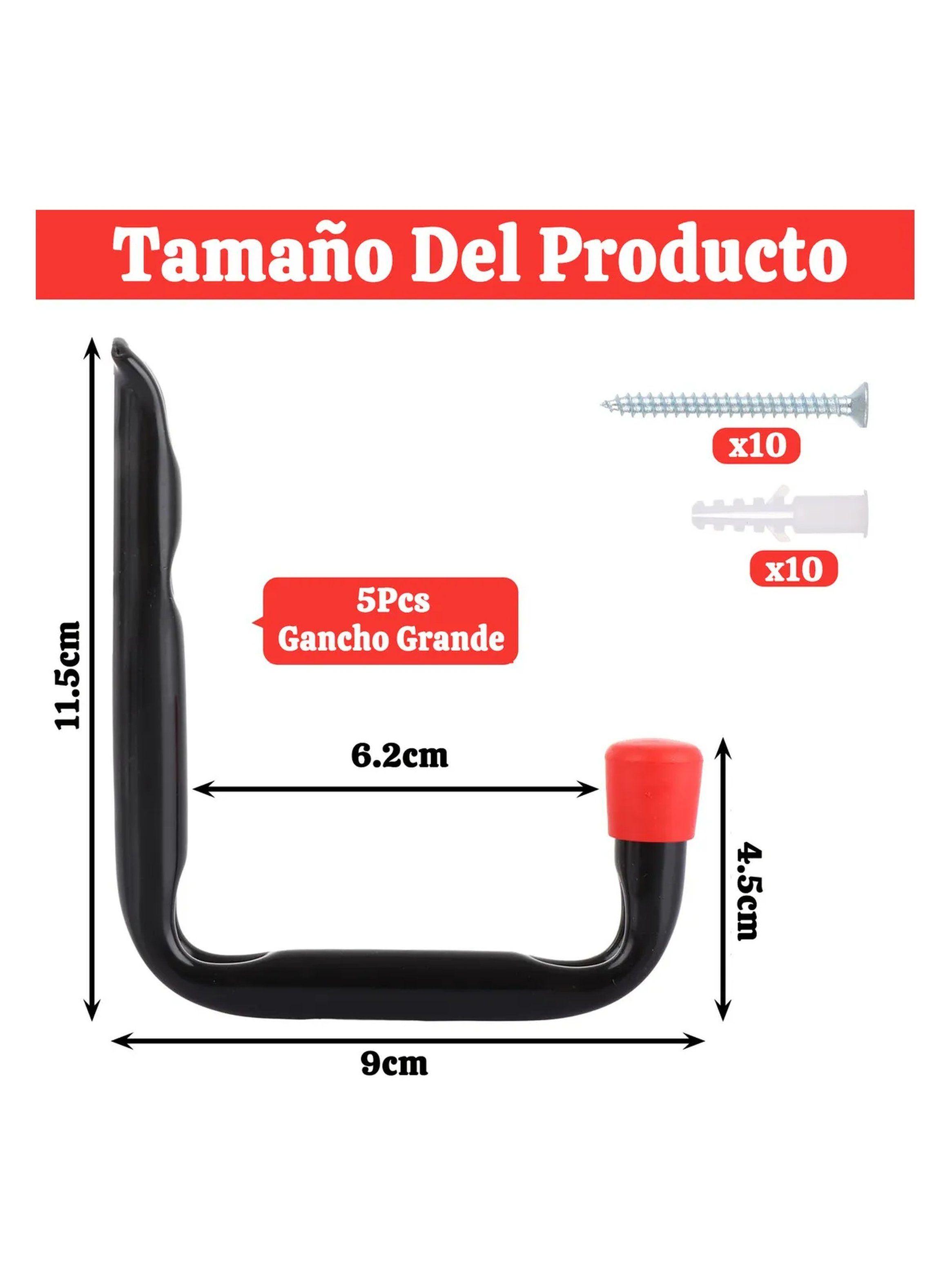 Gancho de Pared Metálico 5 Piezas con Tornillos para Herramientas-2