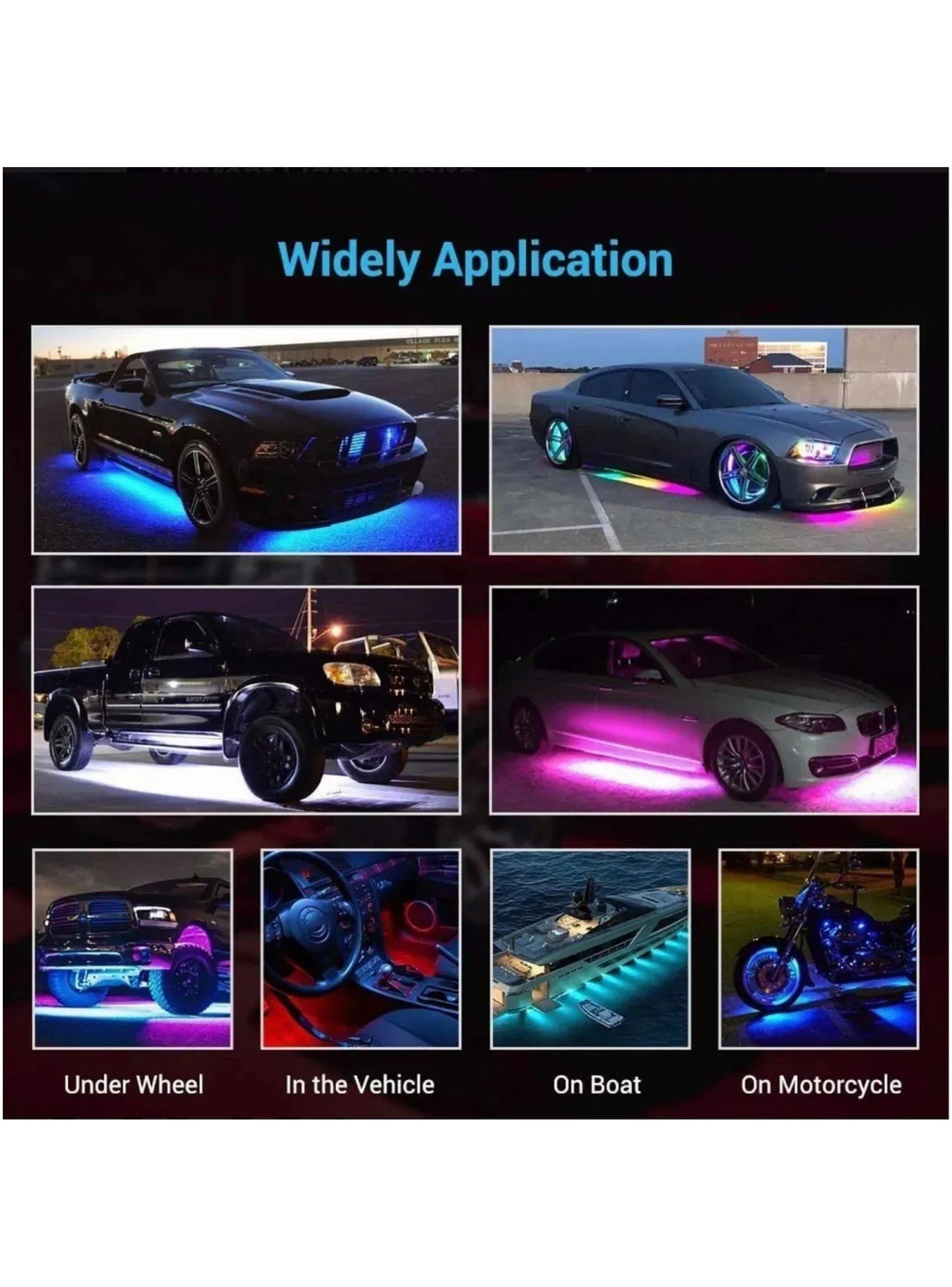 Luces LED RGB Para Autos Control Remoto Resistente Ajustable-3