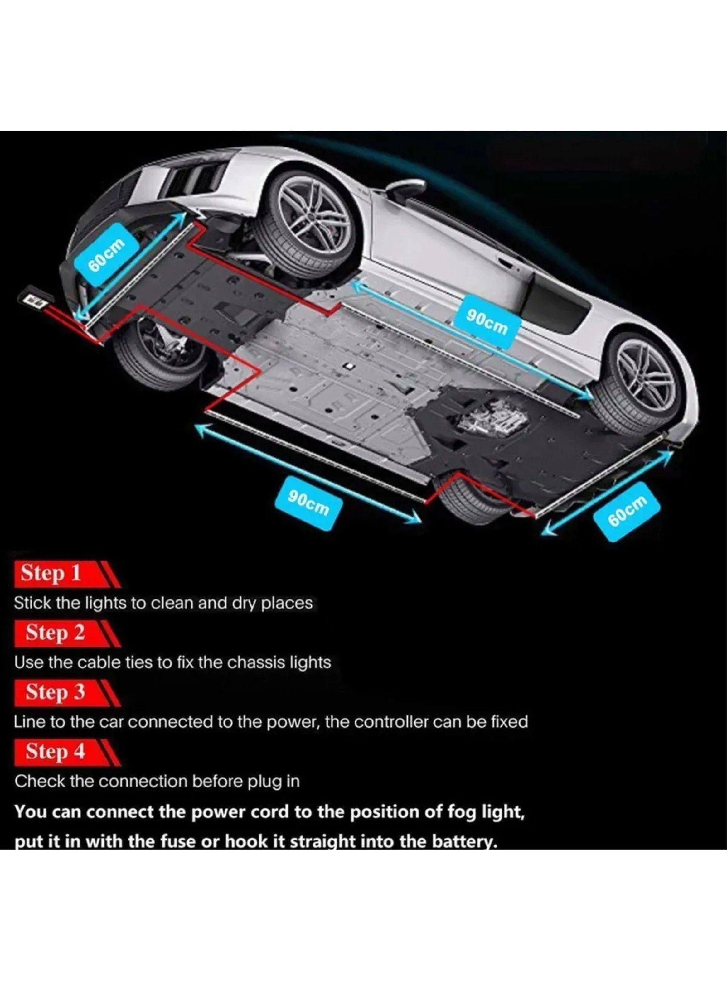 Luces LED RGB Para Autos Control Remoto Resistente Ajustable-4