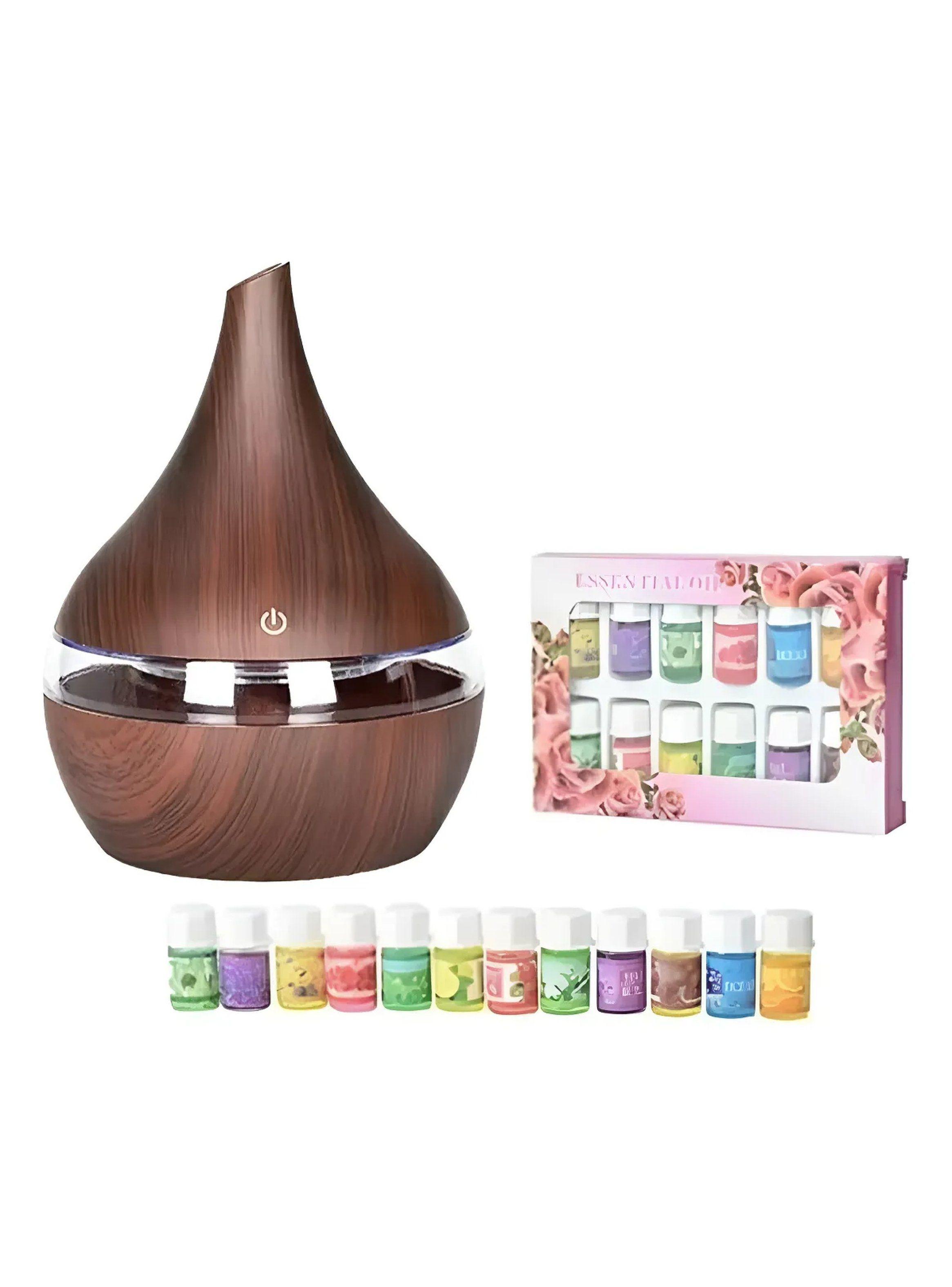 Difusor De Aroma USB LED Diseño Madera Con Esencias -0