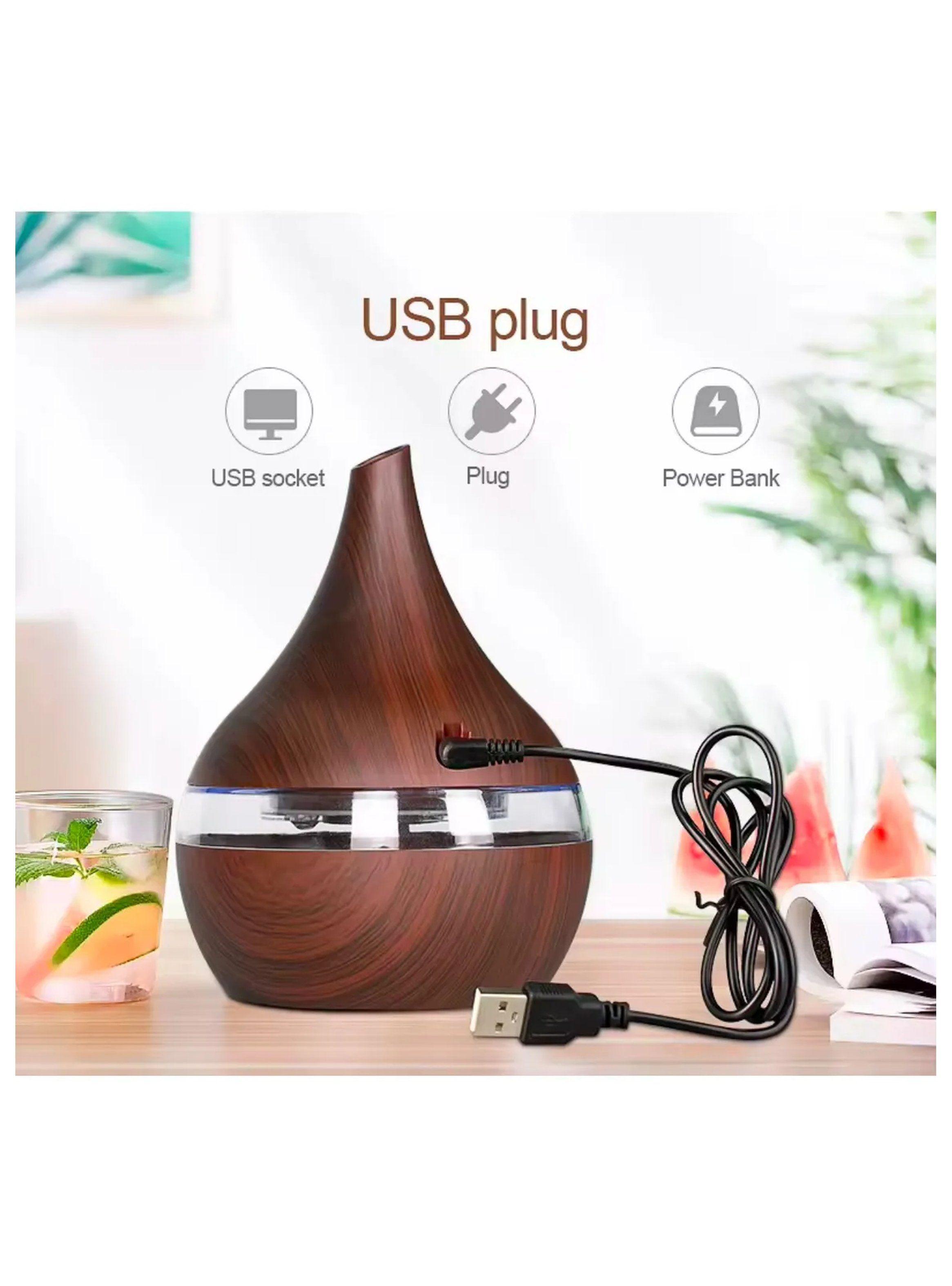 Difusor De Aroma USB LED Diseño Madera Con Esencias -7