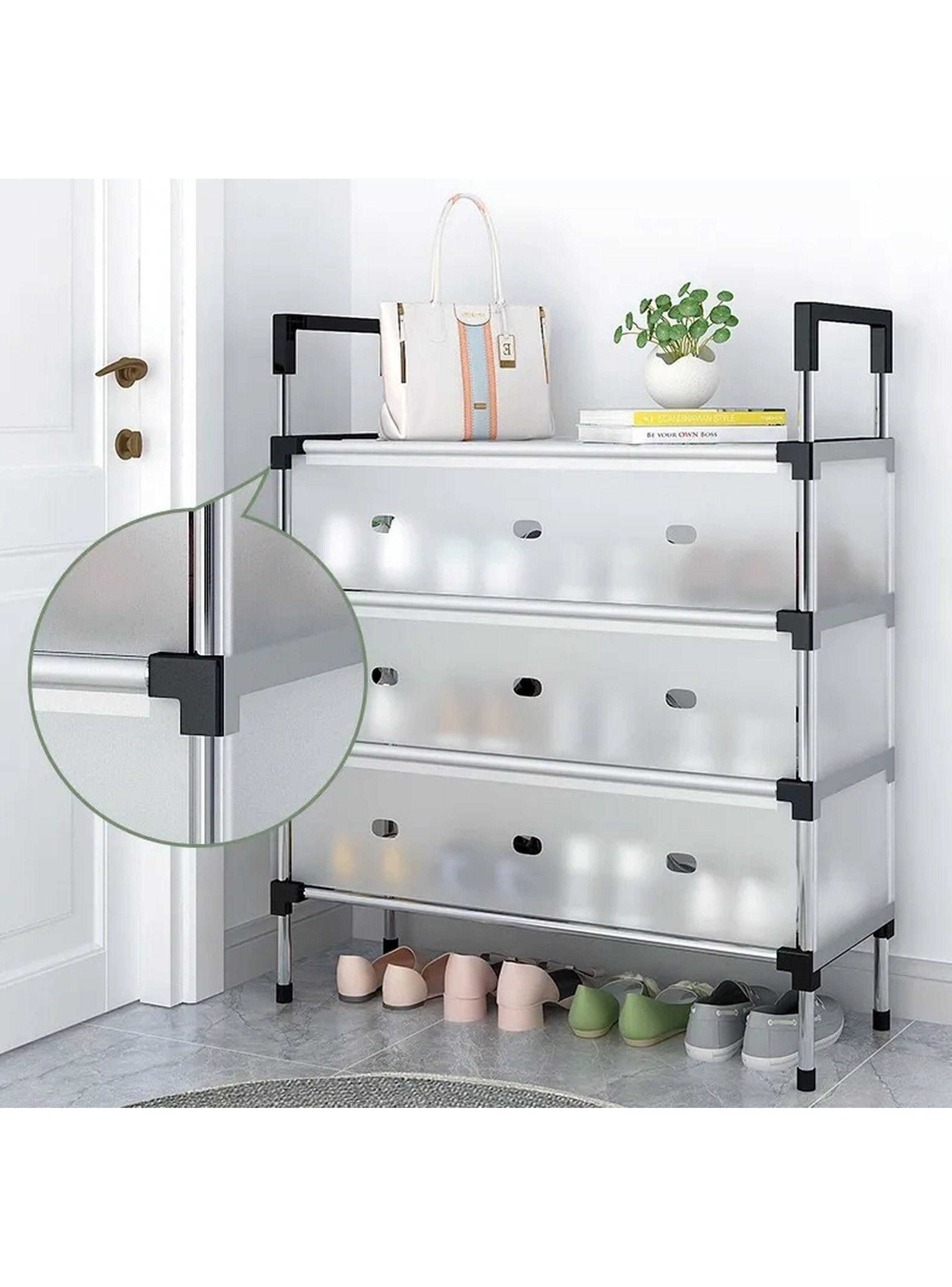 Estantería de Zapatos 4 Niveles Plástico Transparente Ajustable-1