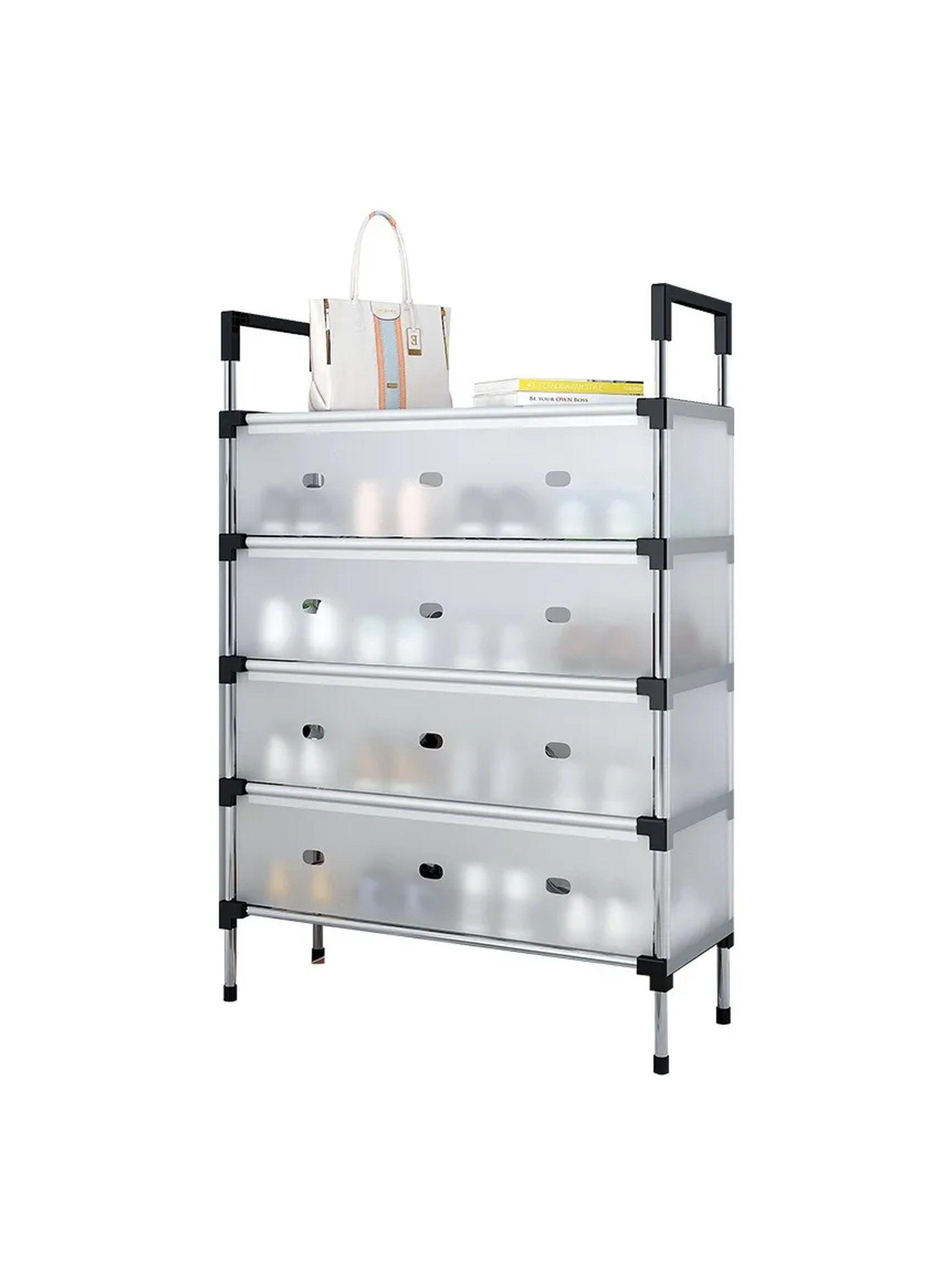 Estantería de Zapatos 4 Niveles Plástico Transparente Ajustable-2