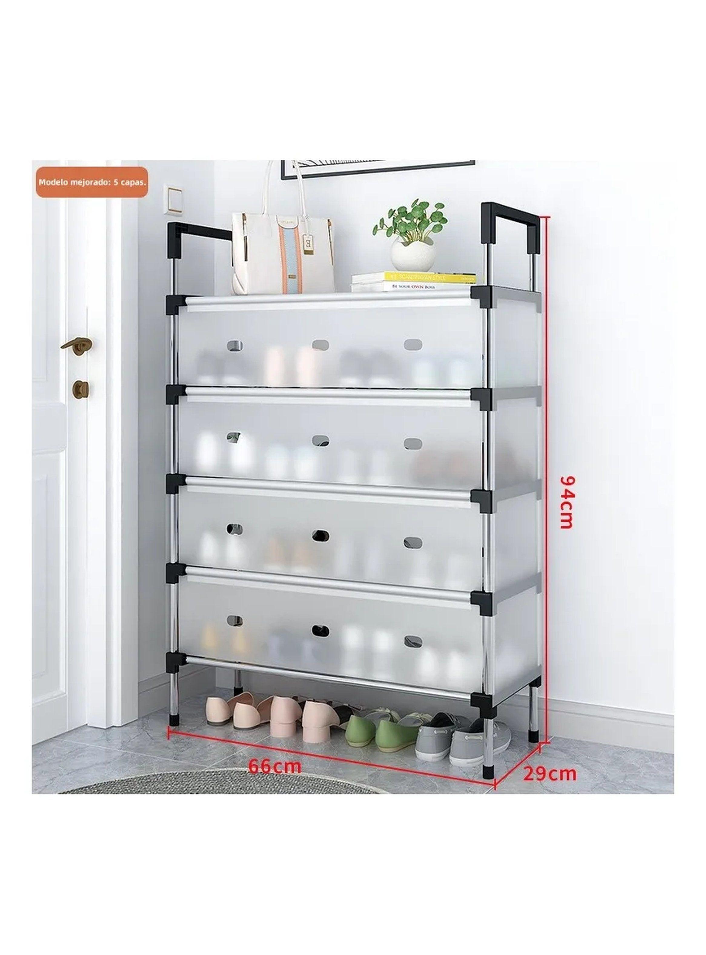 Estantería de Zapatos 4 Niveles Plástico Transparente Ajustable-3