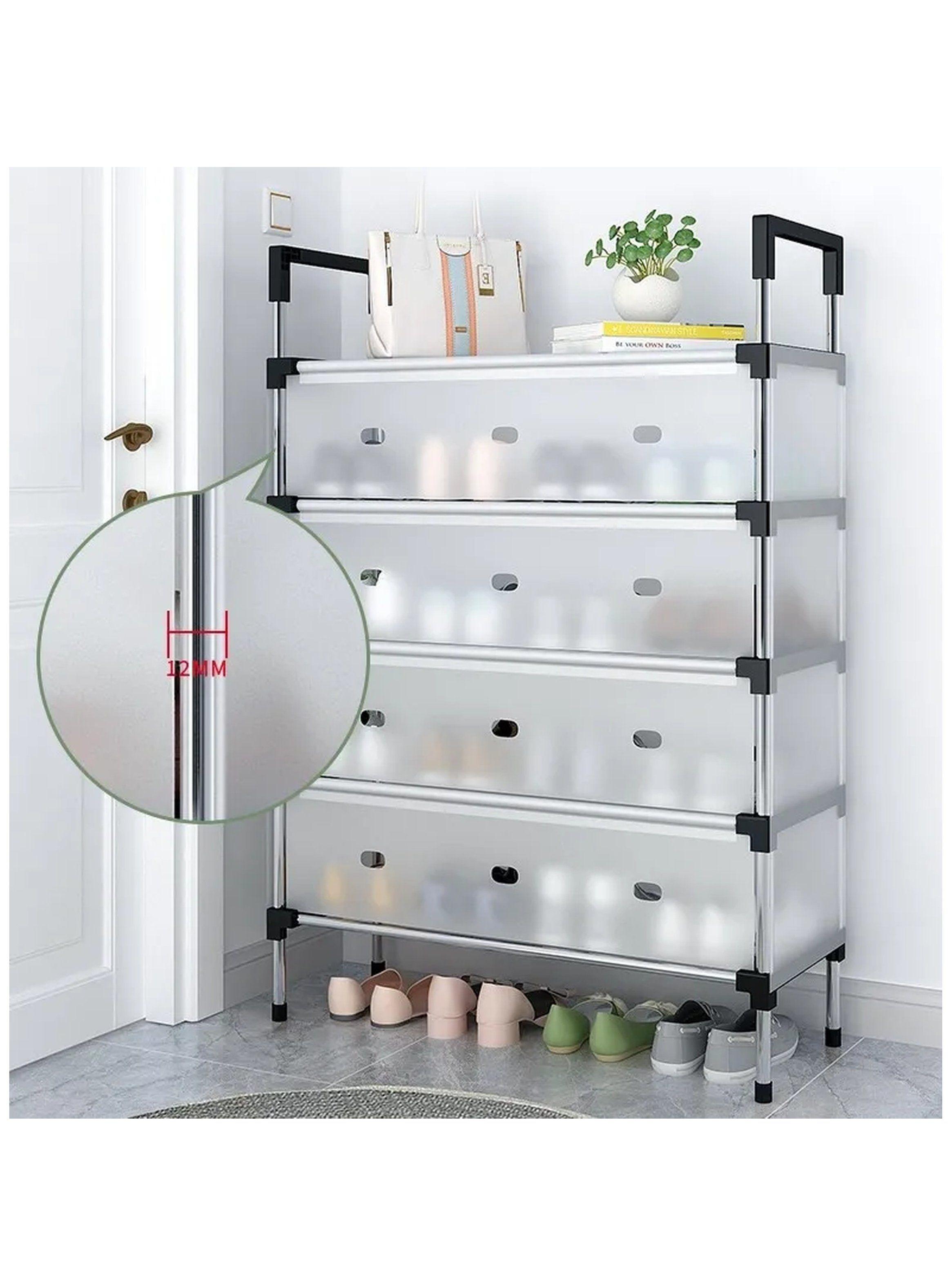 Estantería de Zapatos 4 Niveles Plástico Transparente Ajustable-4