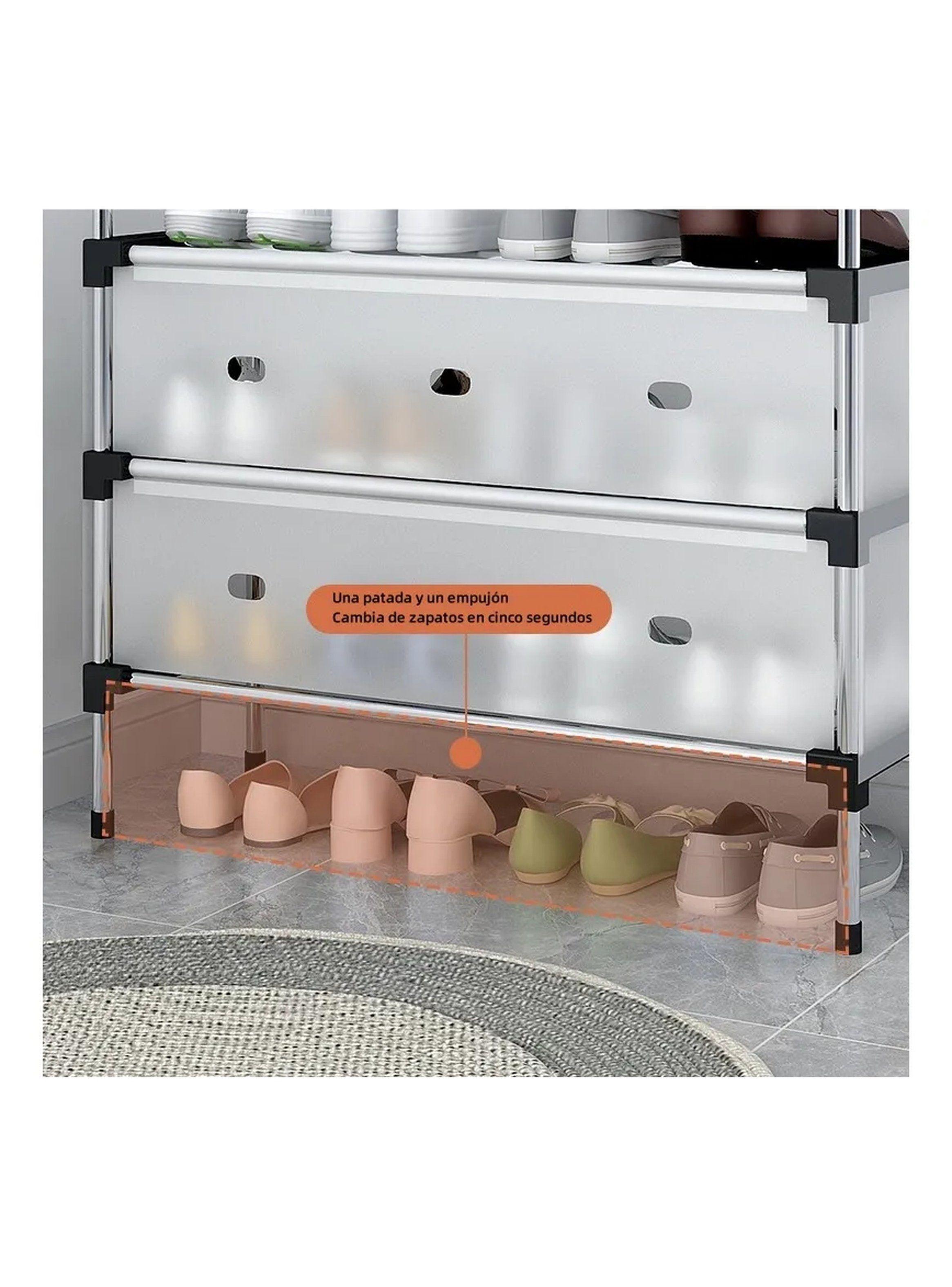 Estantería de Zapatos 4 Niveles Plástico Transparente Ajustable-5