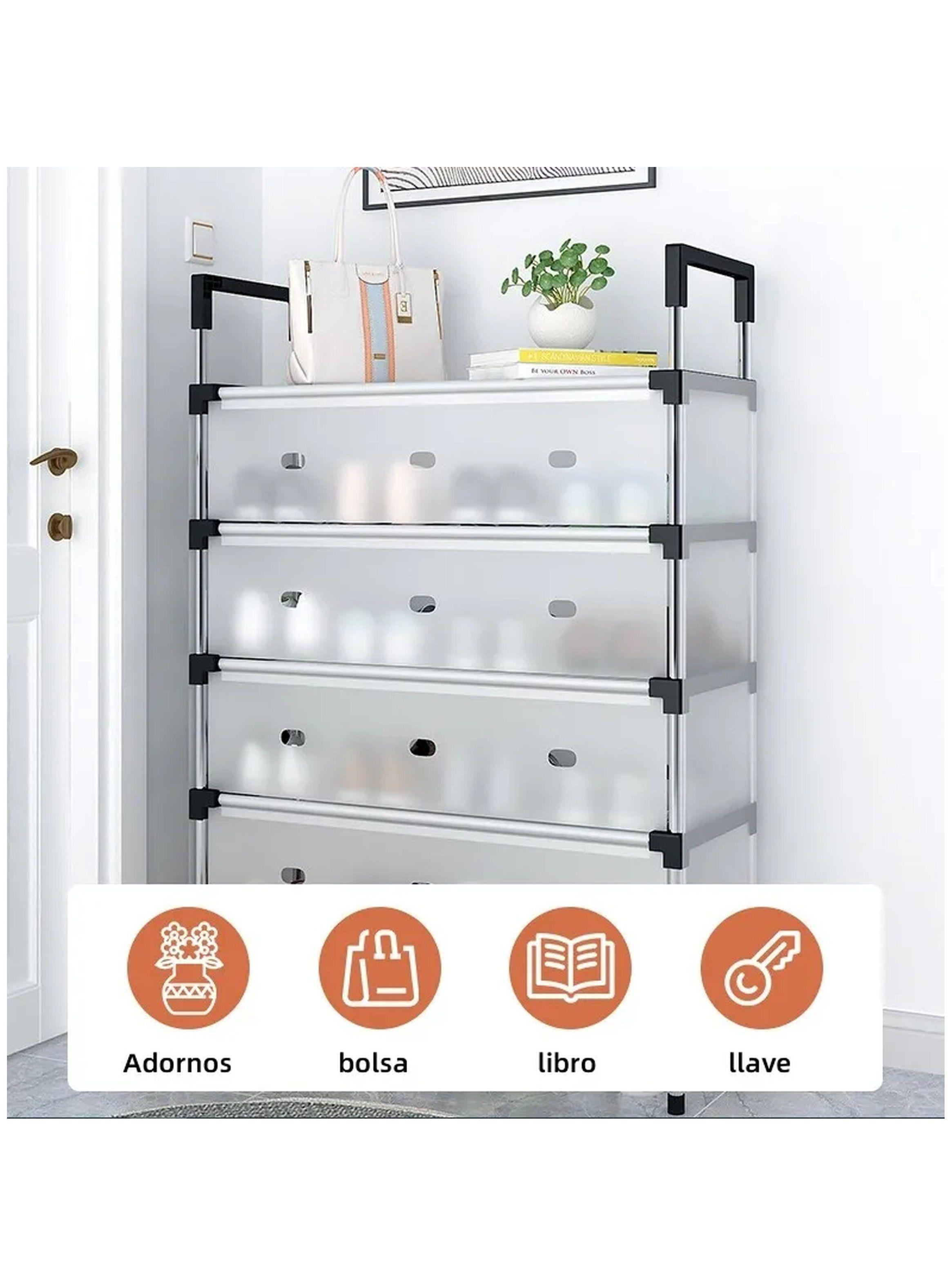 Estantería de Zapatos 4 Niveles Plástico Transparente Ajustable-6