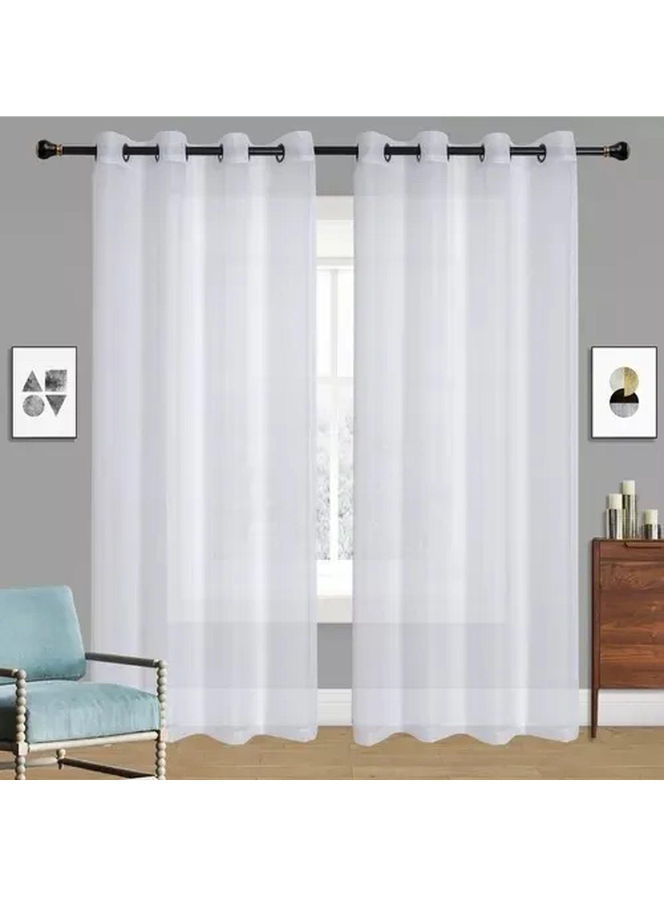Cortinas Transparentes Blancas Poliéster con Ojales 140x260 cm-2