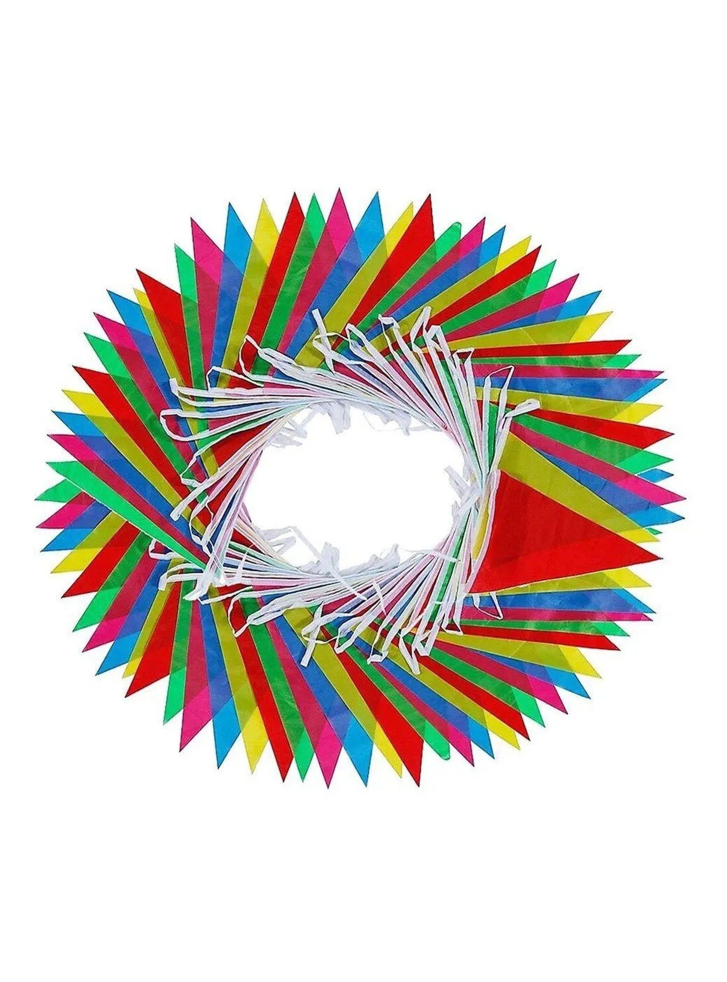 Banderines Triangulares de Plástico Multicolor Decorativos -0