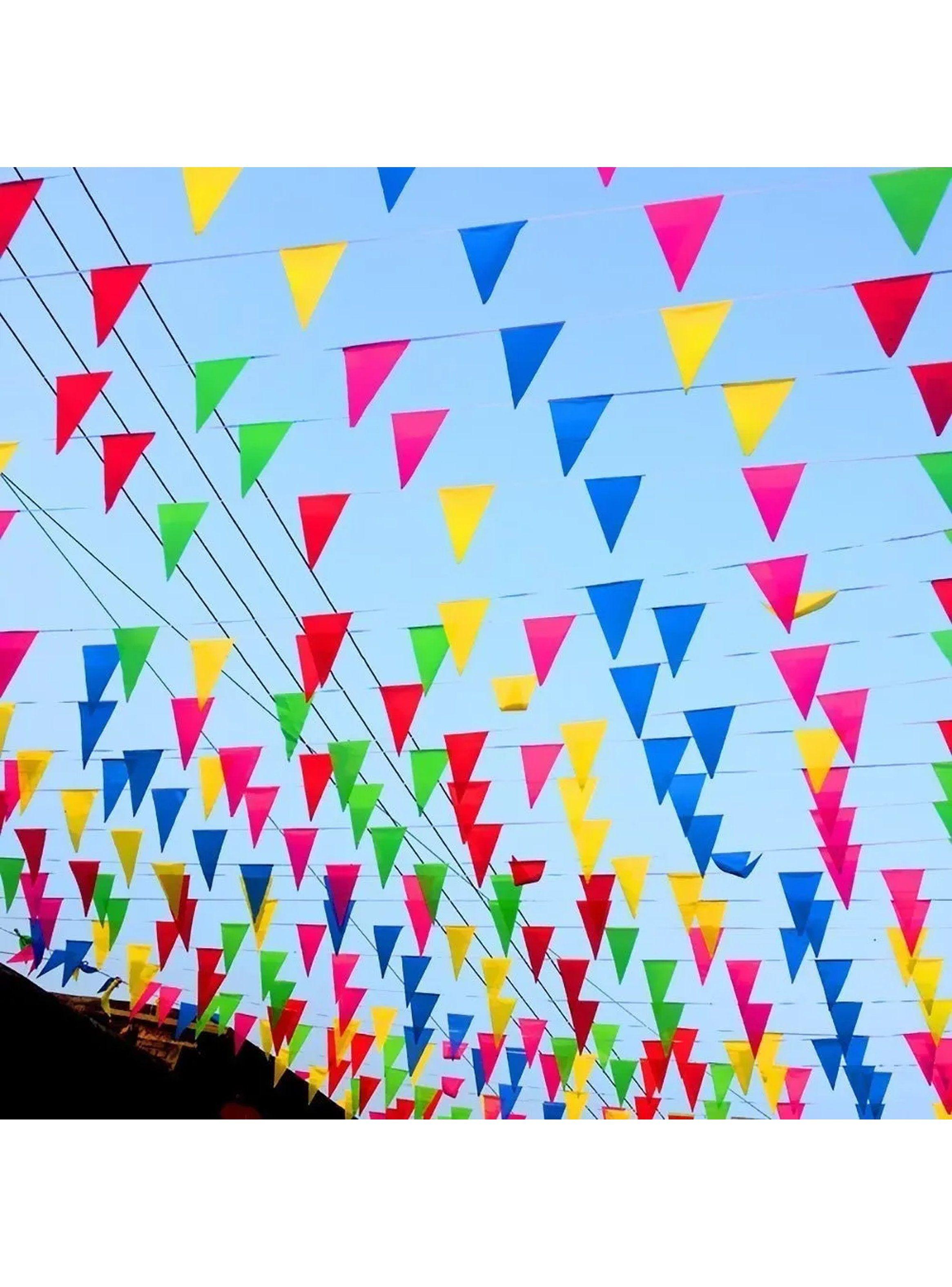 Banderines Triangulares de Plástico Multicolor Decorativos -4