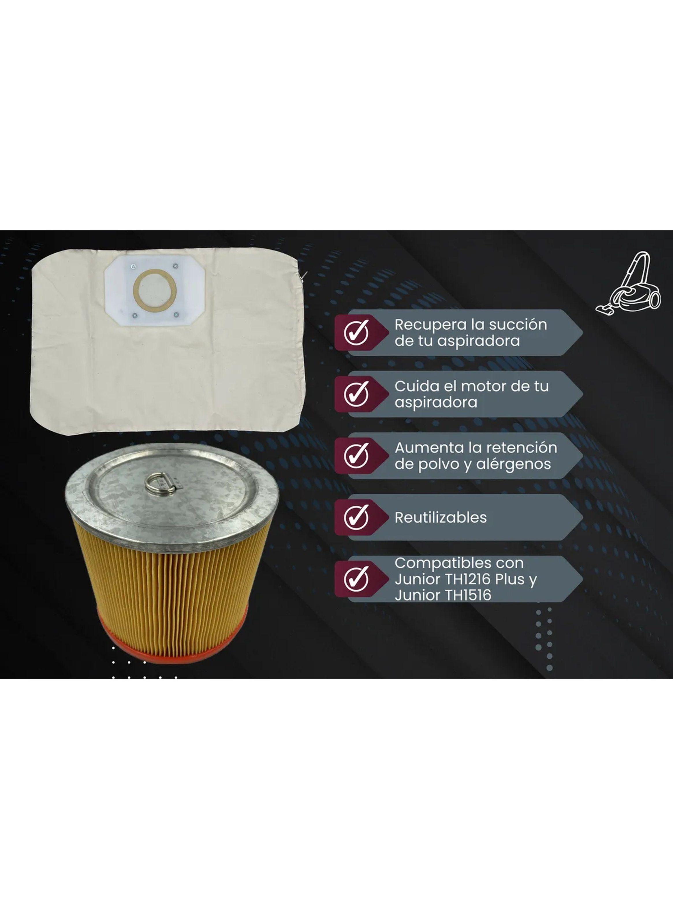 Filtro de Aspiradora Reutilizable Compatible Junior TH1216 Plus y TH1516-1